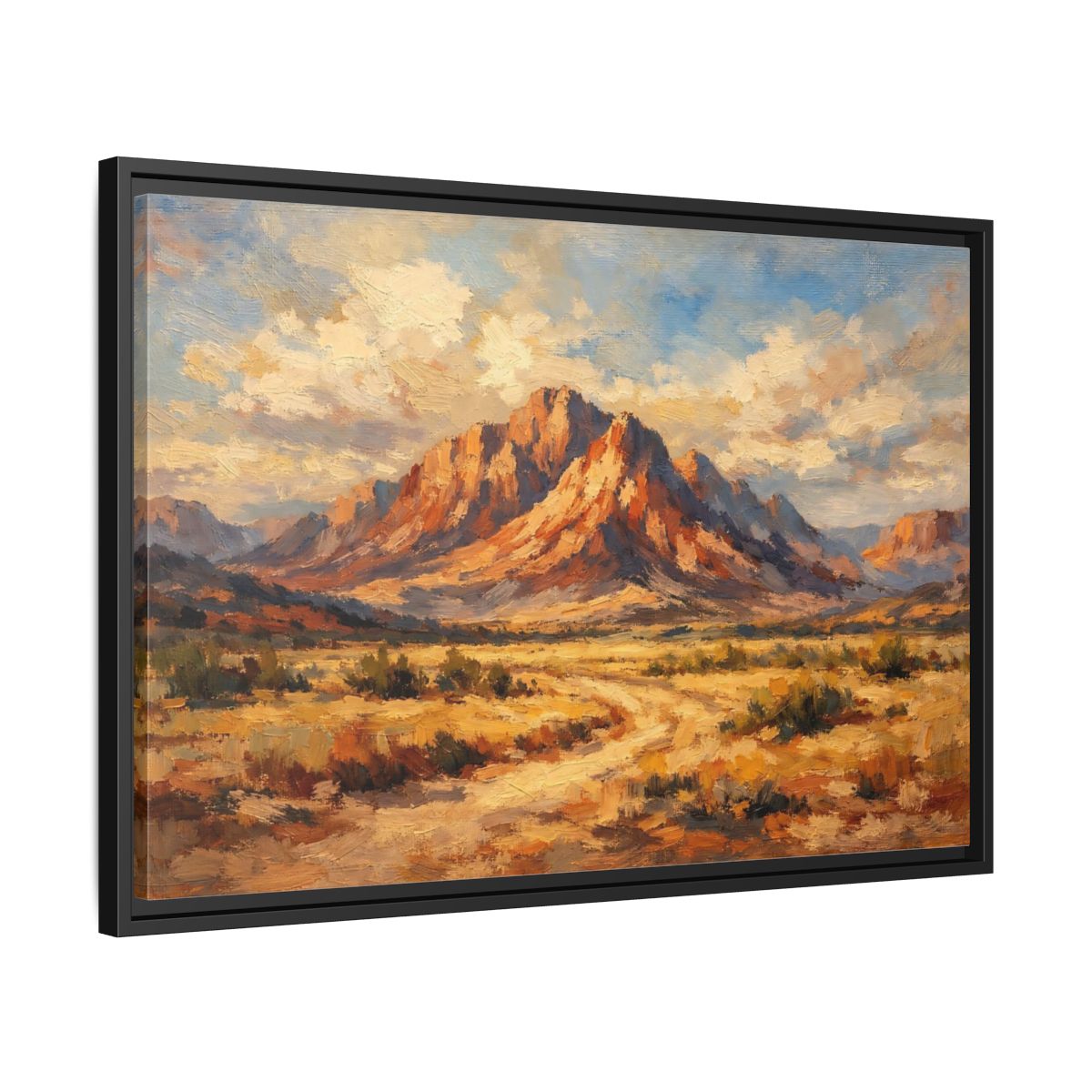 Side Mockup 14. Nature Desert Mountain Warm Tones Mountain shown as stretched canvas wall art