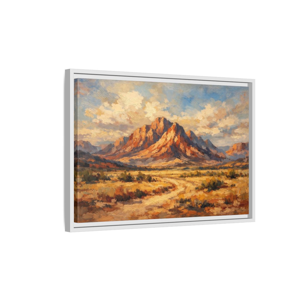 Side Mockup 1. Nature Desert Mountain Warm Tones Mountain shown as stretched canvas wall art