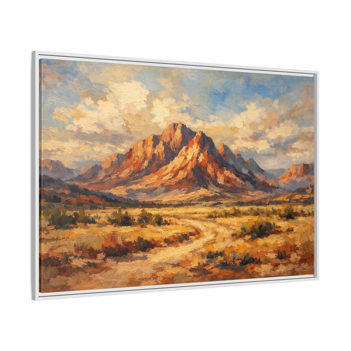 Side Mockup 7. Nature Desert Mountain Warm Tones Mountain shown as stretched canvas wall art