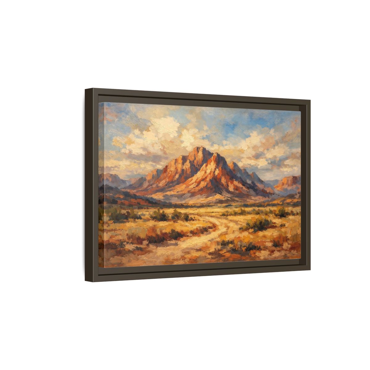 Side Mockup 5. Nature Desert Mountain Warm Tones Mountain shown as stretched canvas wall art