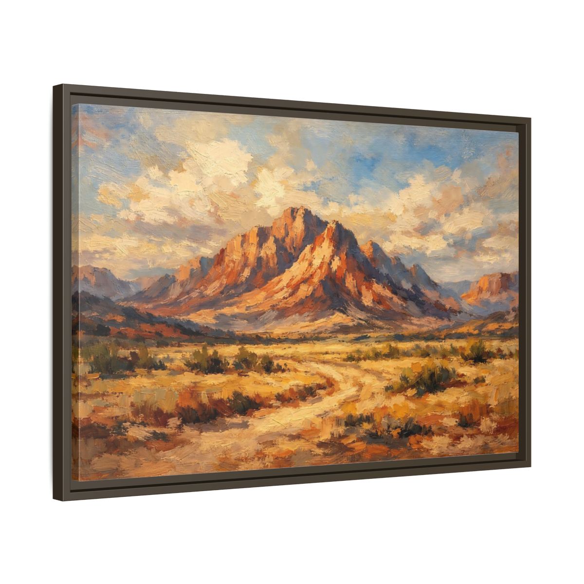 Side Mockup 11. Nature Desert Mountain Warm Tones Mountain shown as stretched canvas wall art