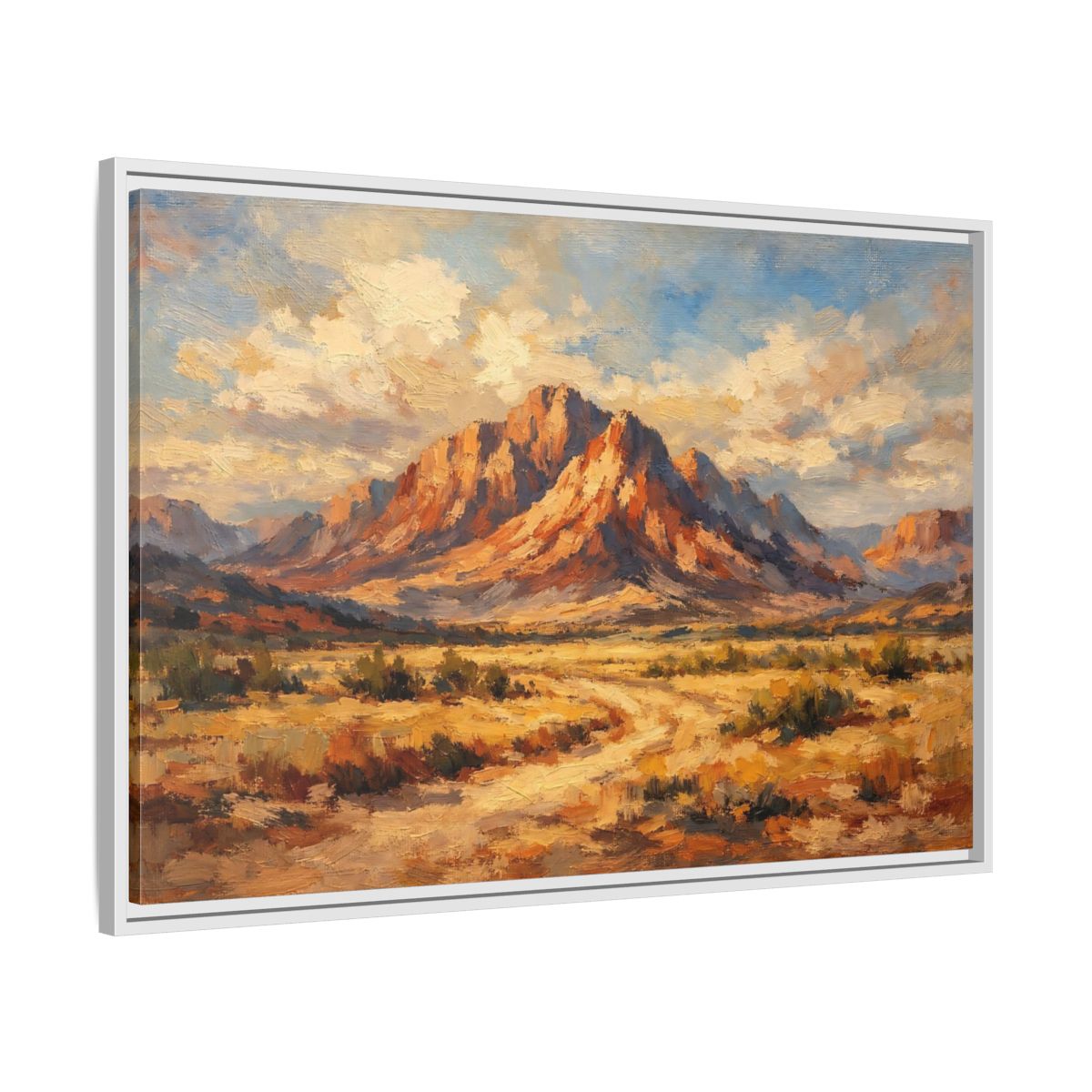 Side Mockup 8. Nature Desert Mountain Warm Tones Mountain shown as stretched canvas wall art