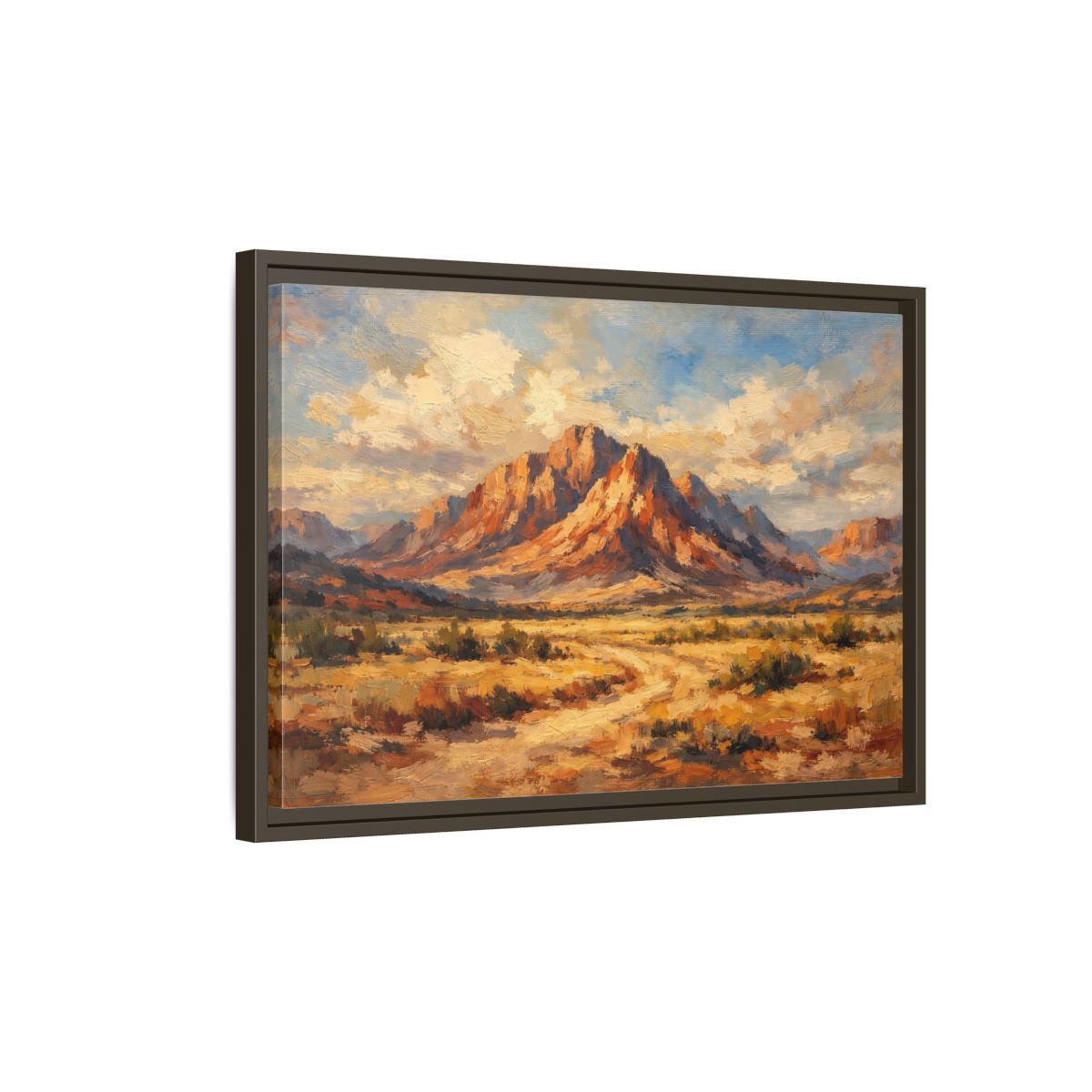 Side Mockup 2. Nature Desert Mountain Warm Tones Mountain shown as stretched canvas wall art