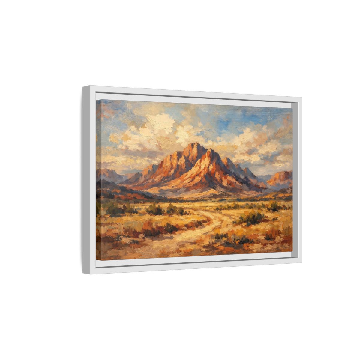Side Mockup 4. Nature Desert Mountain Warm Tones Mountain shown as stretched canvas wall art