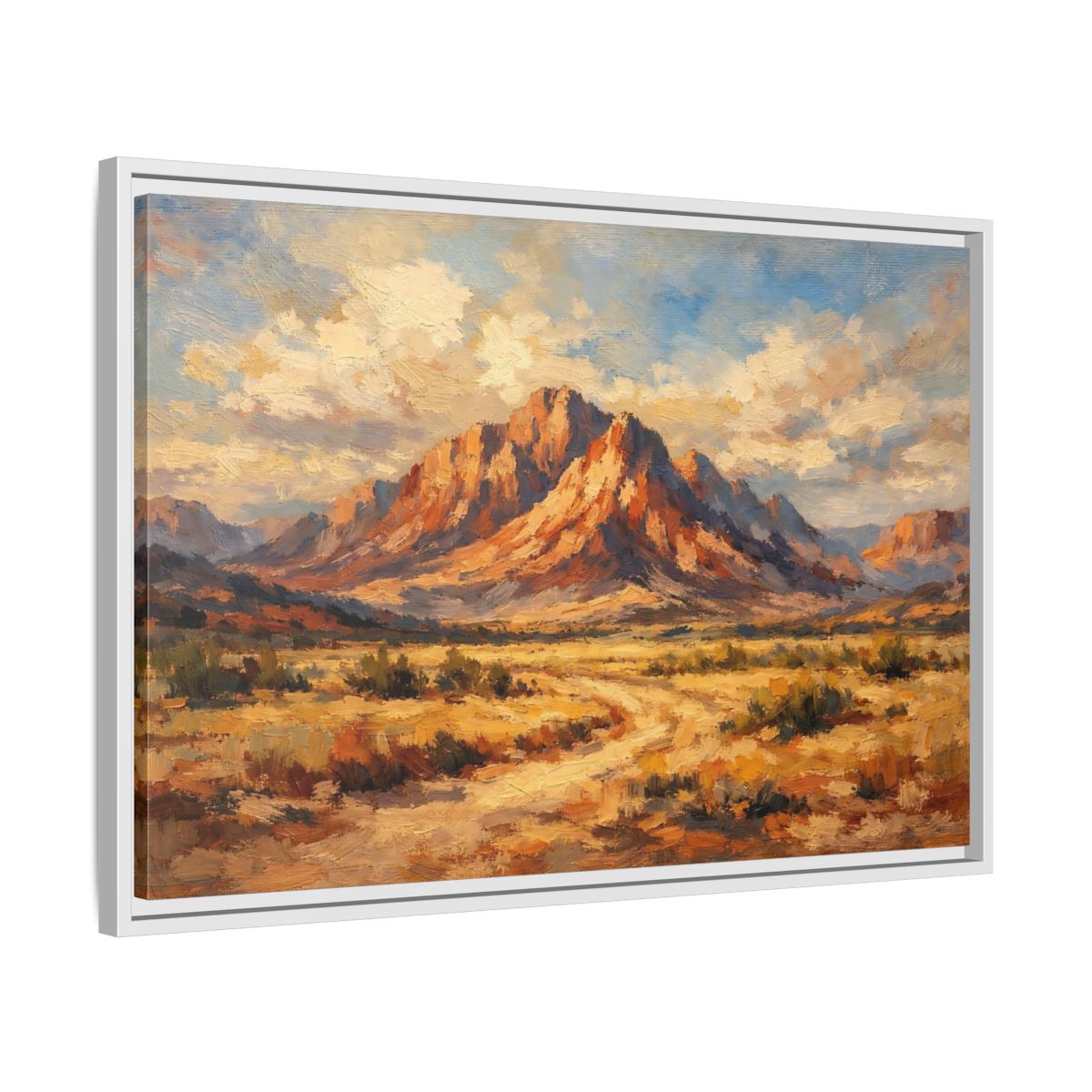 Side Mockup 10. Nature Desert Mountain Warm Tones Mountain shown as stretched canvas wall art