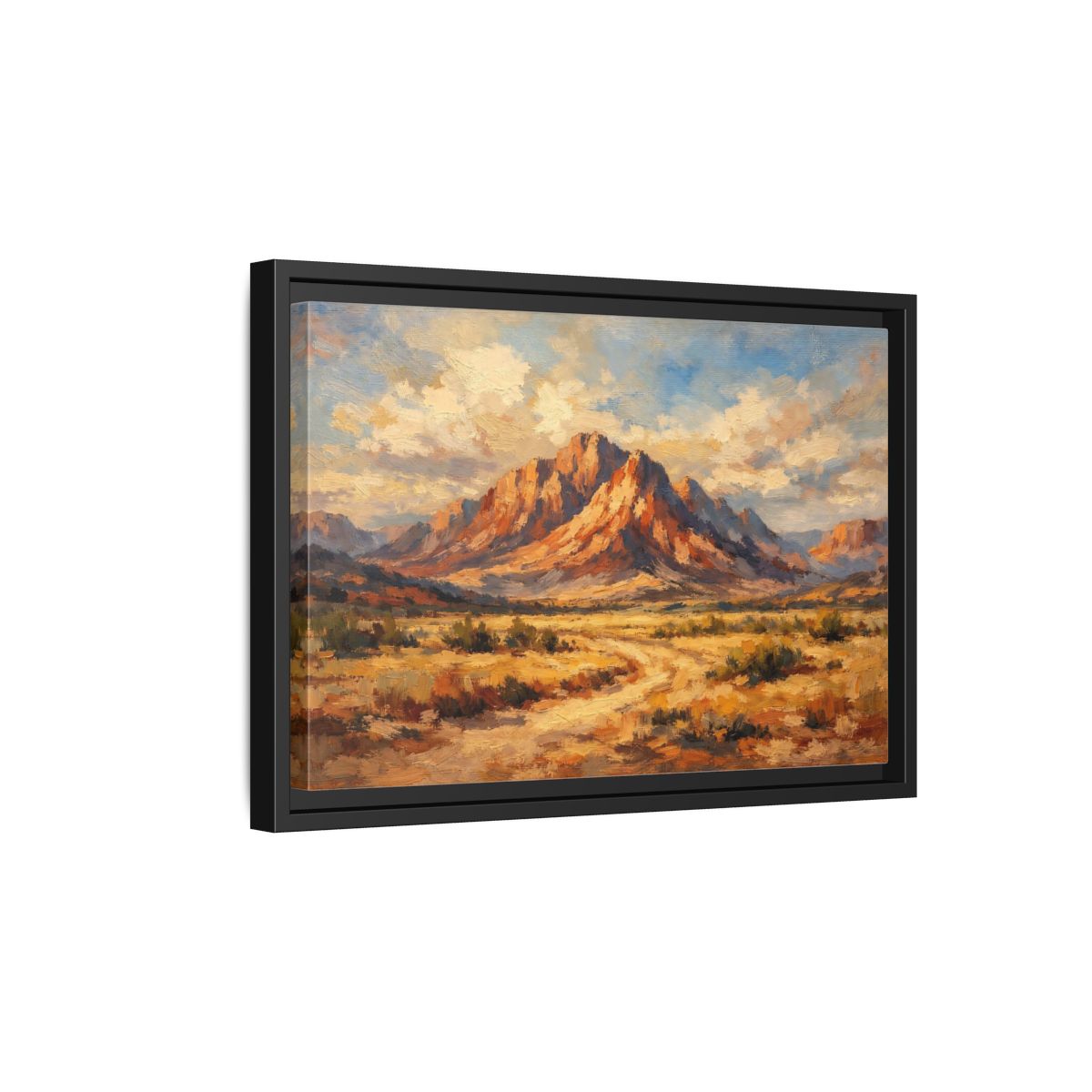 Side Mockup 6. Nature Desert Mountain Warm Tones Mountain shown as stretched canvas wall art