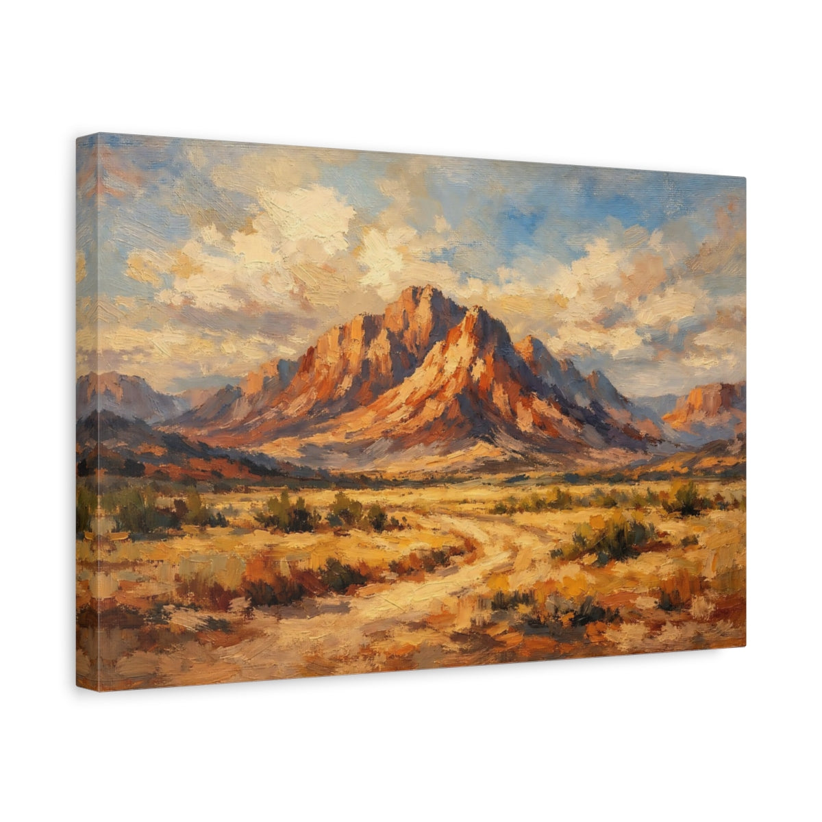 Side Mockup 4. Nature Desert Mountains Desert Mountain shown as stretched canvas wall art