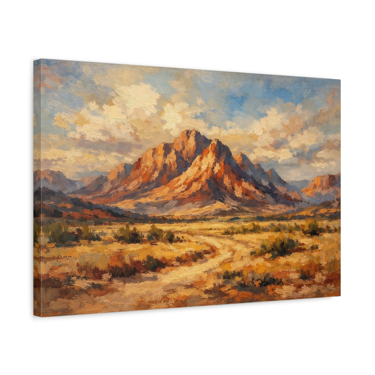 Side Mockup 3. Nature Desert Mountains Desert Mountain shown as stretched canvas wall art