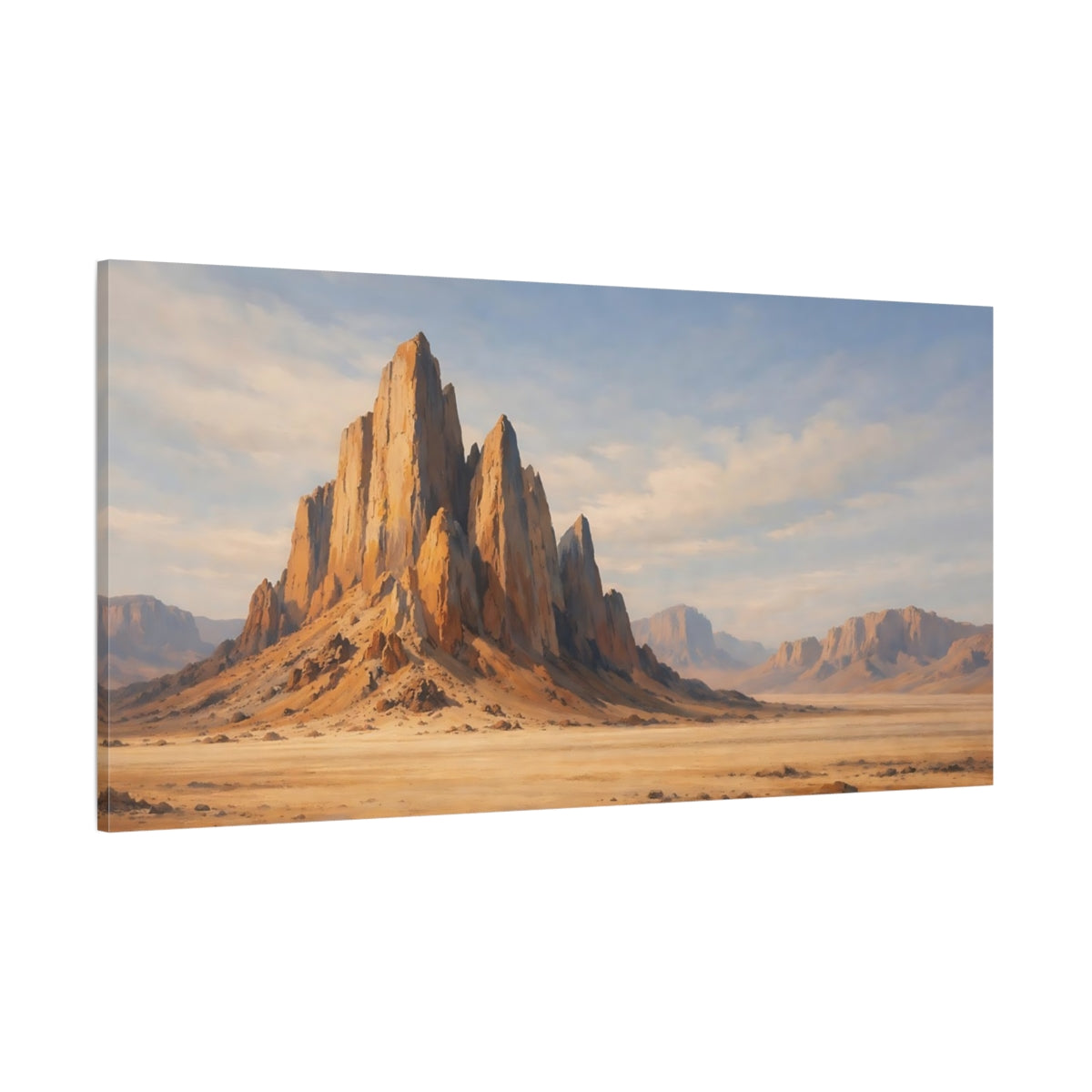 Main Mockup. Nature Desert Mountains Desert Landscape Beige shown as stretched canvas wall art