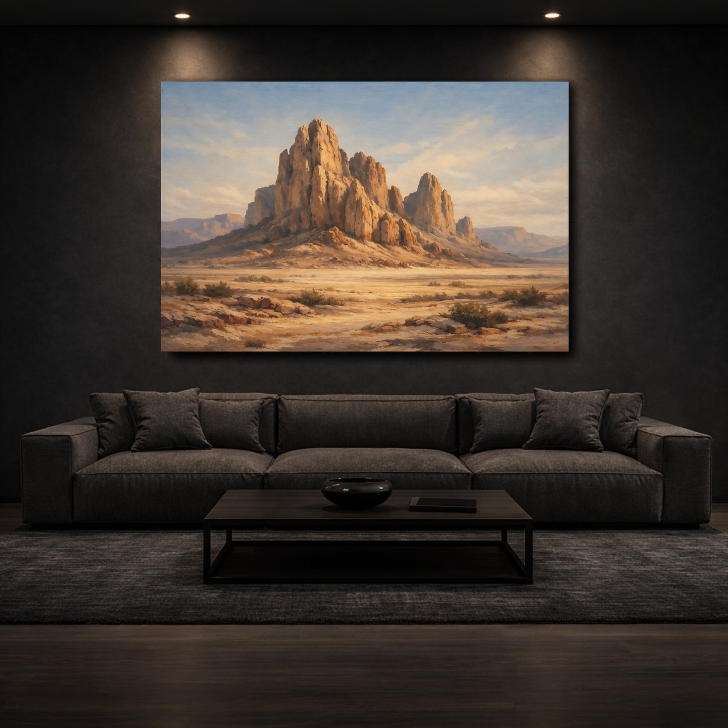 Mockup 2. Nature Desert Mountains Desert Landscape shown as stretched canvas wall art