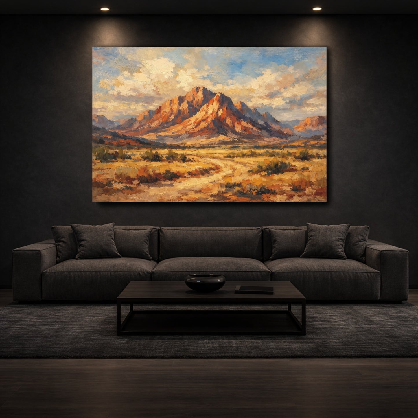 Mockup 2. Nature Desert Mountains Desert Mountain shown as stretched canvas wall art