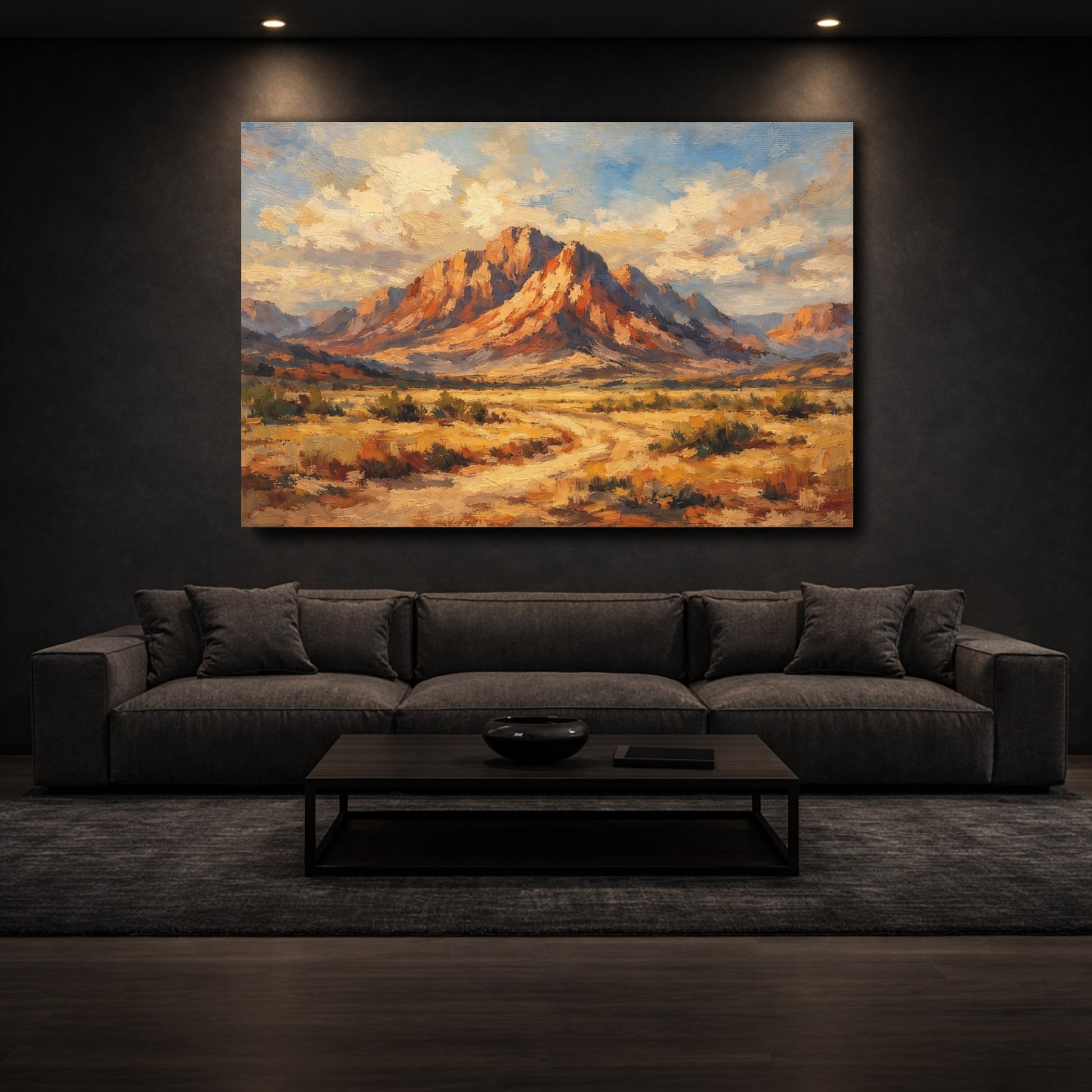 Mockup 2. Nature Desert Mountains Desert Mountain shown as stretched canvas wall art