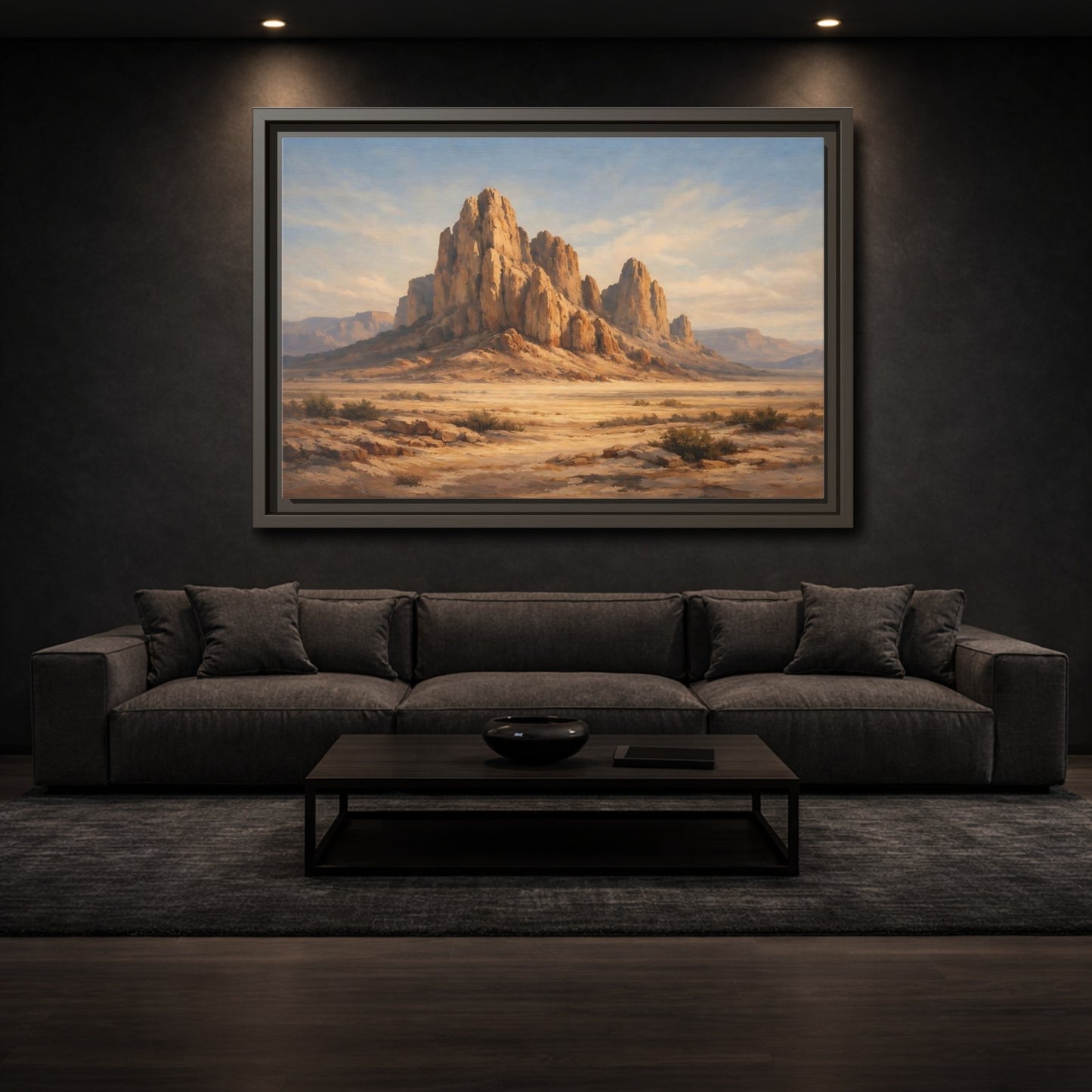 Mockup 2. Nature Desert Mountains Desert Mountain shown as stretched canvas wall art