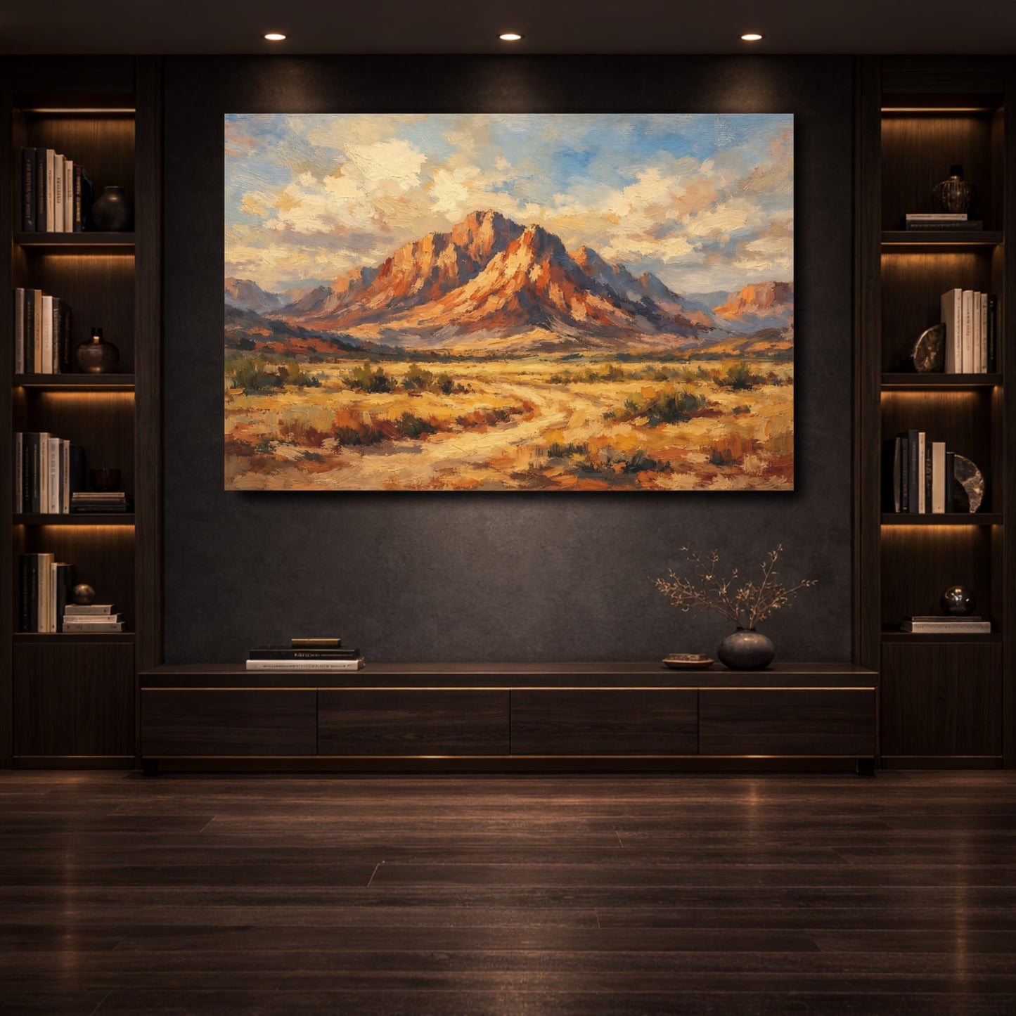 Mockup 3. Nature Desert Mountains Desert Mountain shown as stretched canvas wall art