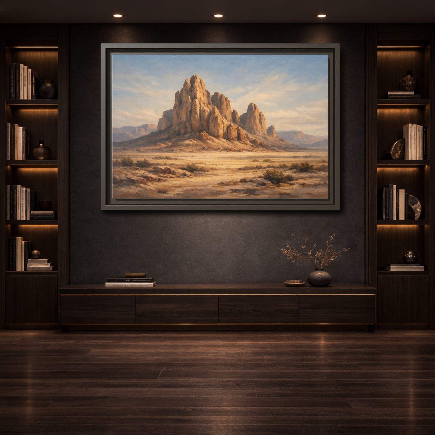 Mockup 3. Nature Desert Mountains Desert Mountain shown as stretched canvas wall art