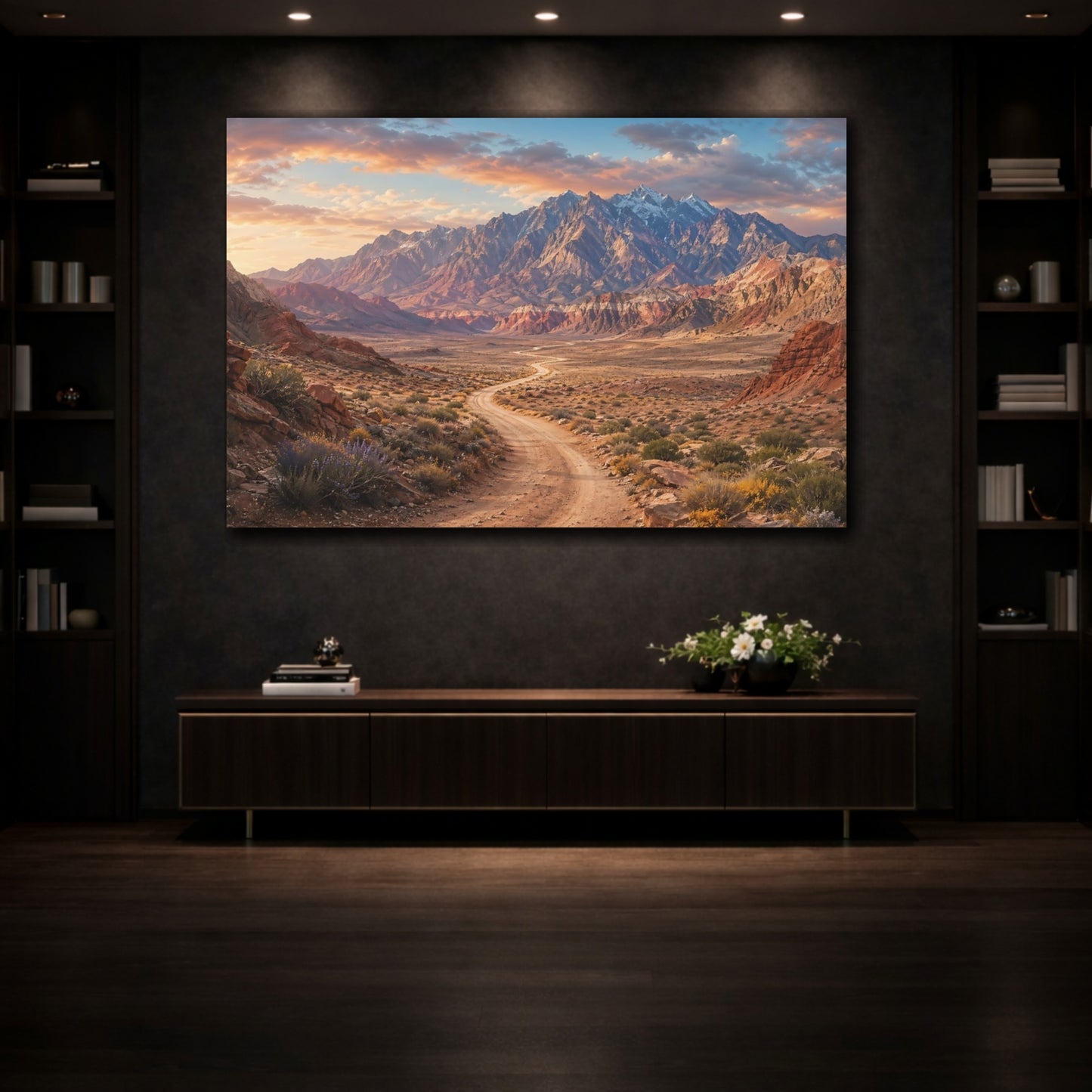 Mockup 3. Nature Desert Mountains Desert Mountain shown as stretched canvas wall art
