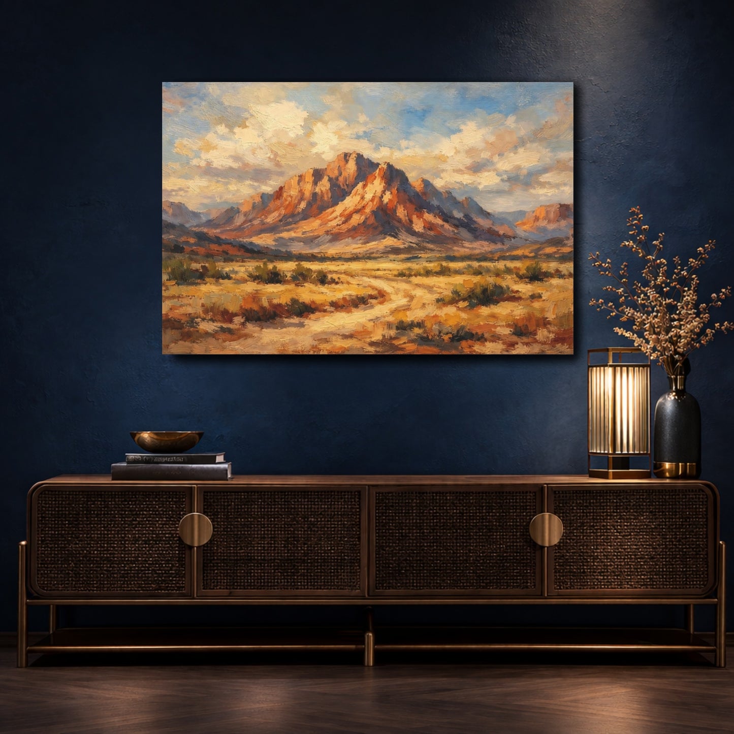 Mockup 4. Nature Desert Mountains Desert Mountain shown as stretched canvas wall art