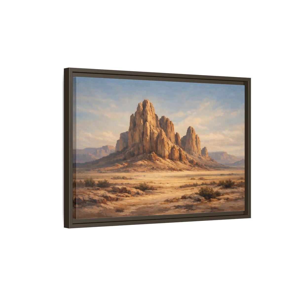 Side Mockup 2. Nature Desert Mountains Desert Mountain shown as stretched canvas wall art
