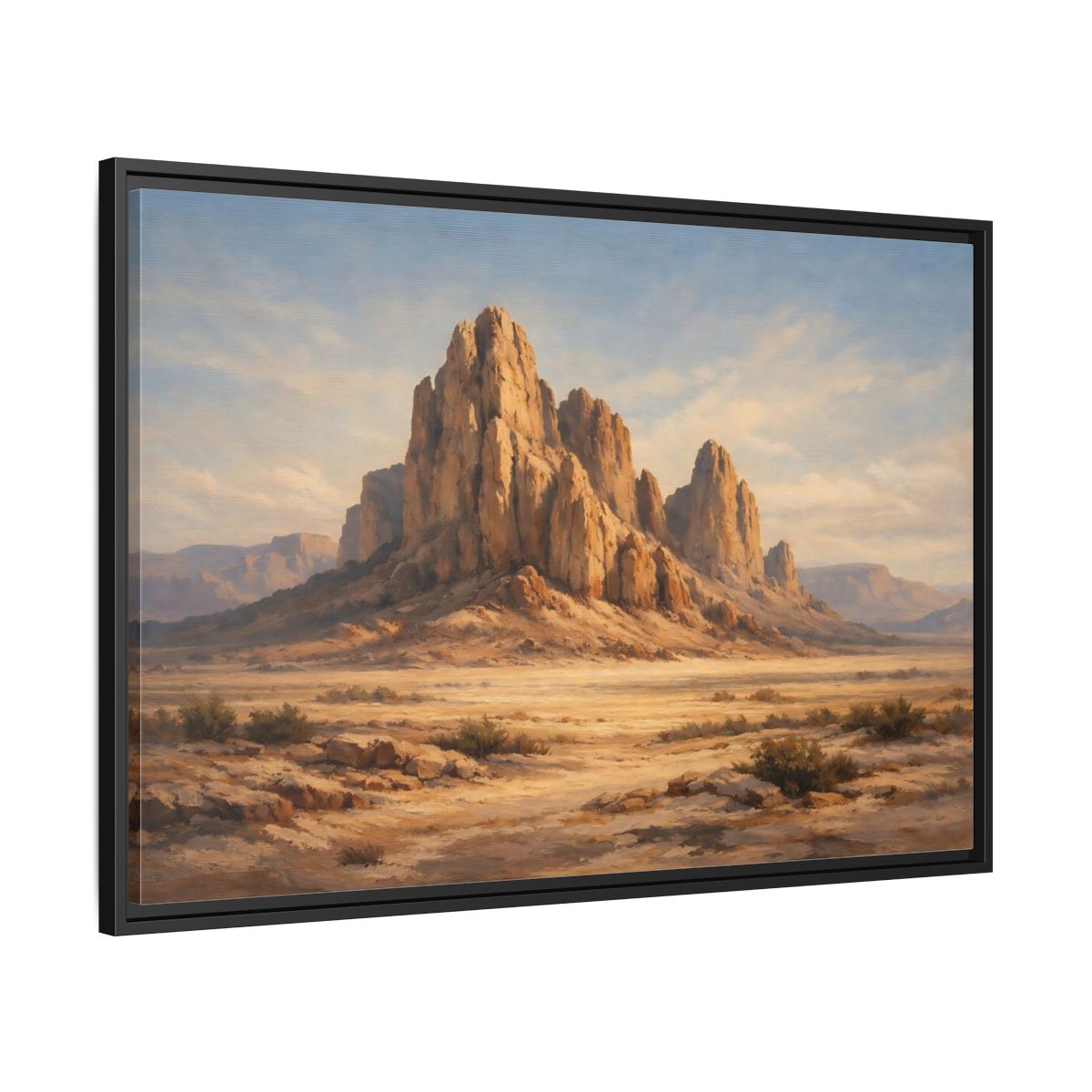 Side Mockup 13. Nature Desert Mountains Desert Mountain shown as stretched canvas wall art