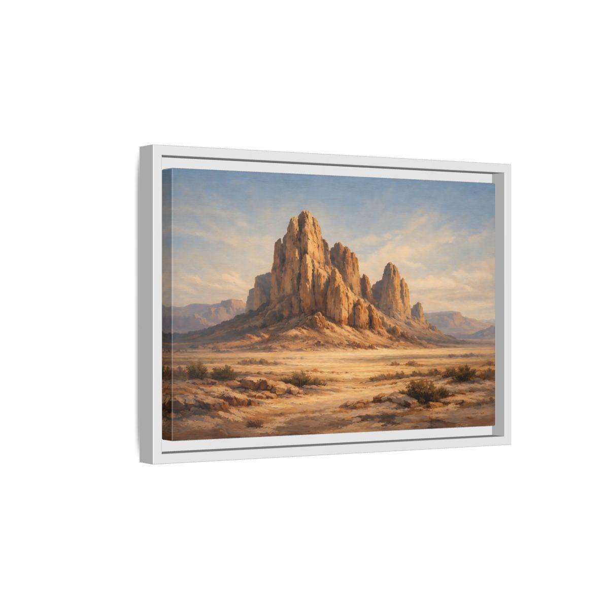Side Mockup 4. Nature Desert Mountains Desert Mountain shown as stretched canvas wall art