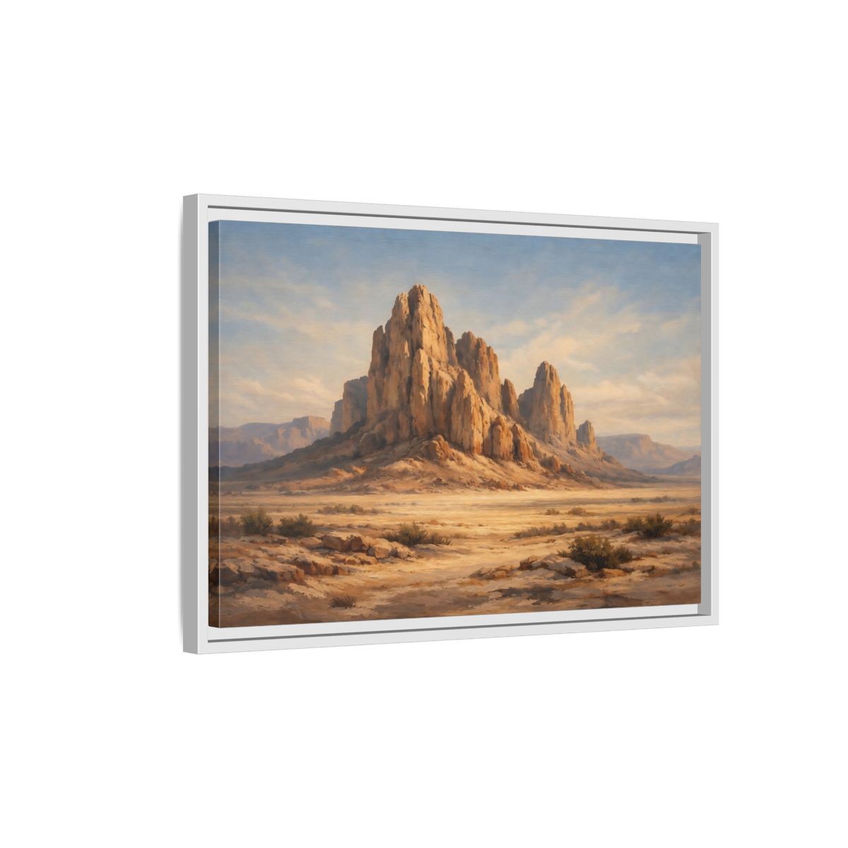 Side Mockup 1. Nature Desert Mountains Desert Mountain shown as stretched canvas wall art