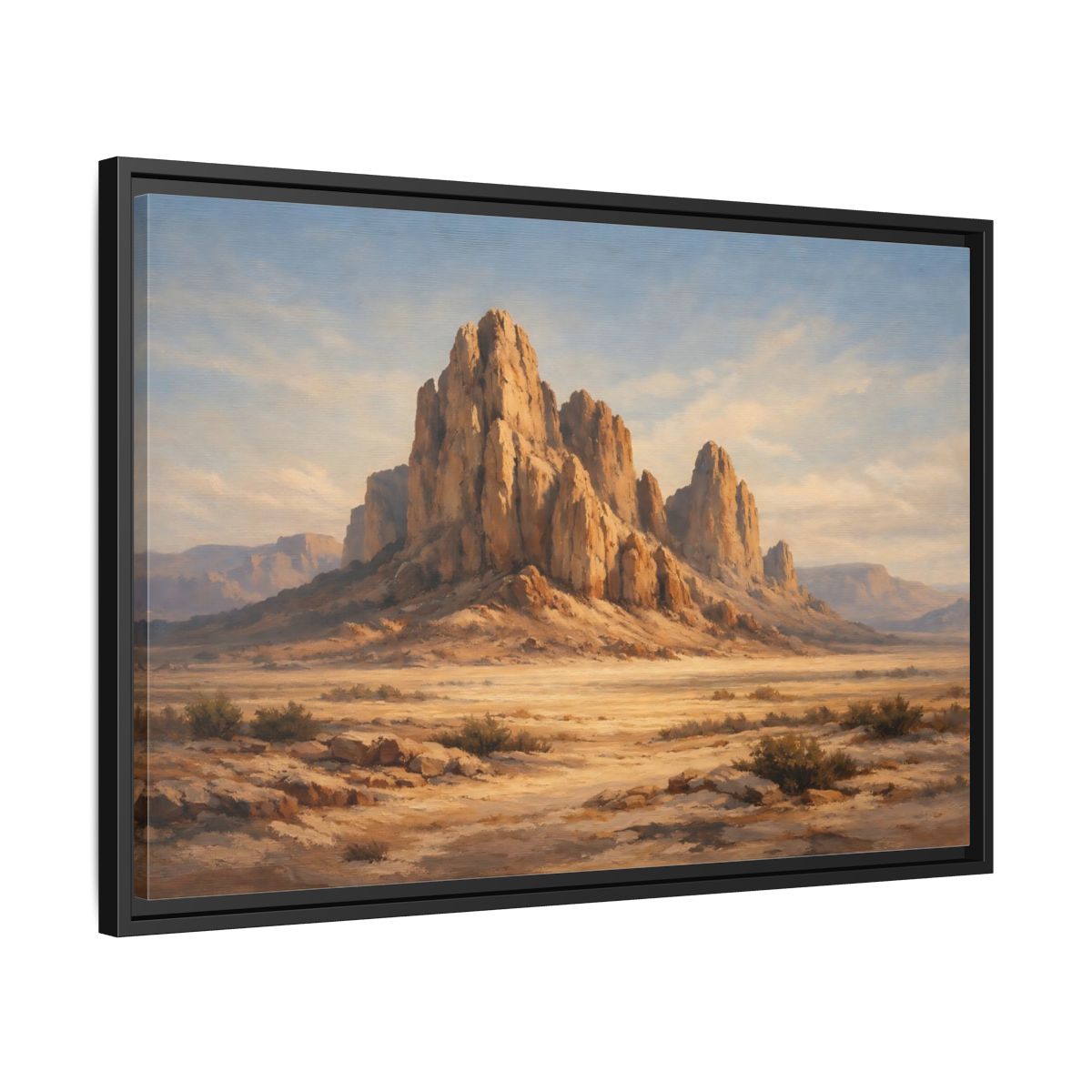 Side Mockup 14. Nature Desert Mountains Desert Mountain shown as stretched canvas wall art