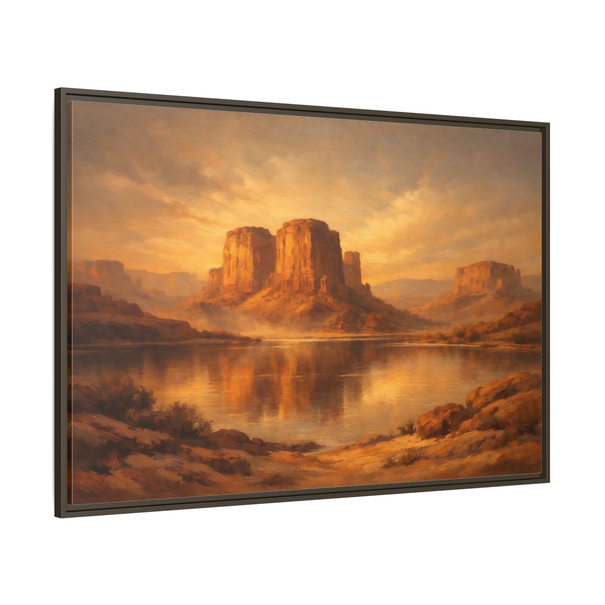 Main Mockup. Nature Desert Mountains Golden Desert shown as stretched canvas wall art