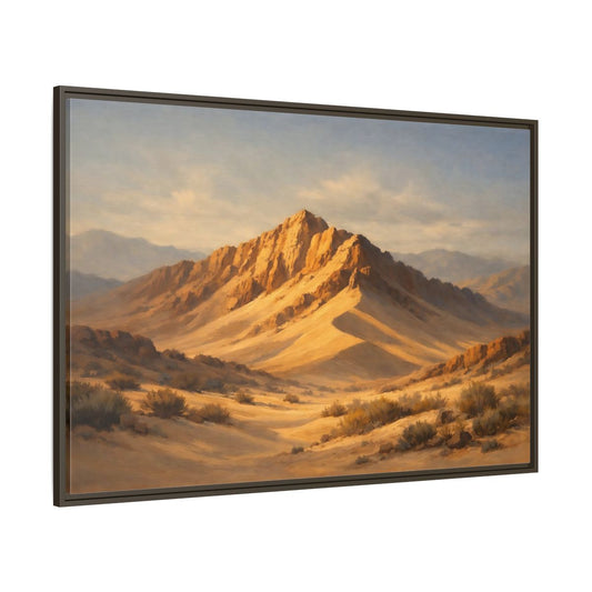 Main Mockup. Nature Desert Mountains Golden Desert Landscape shown as stretched canvas wall art