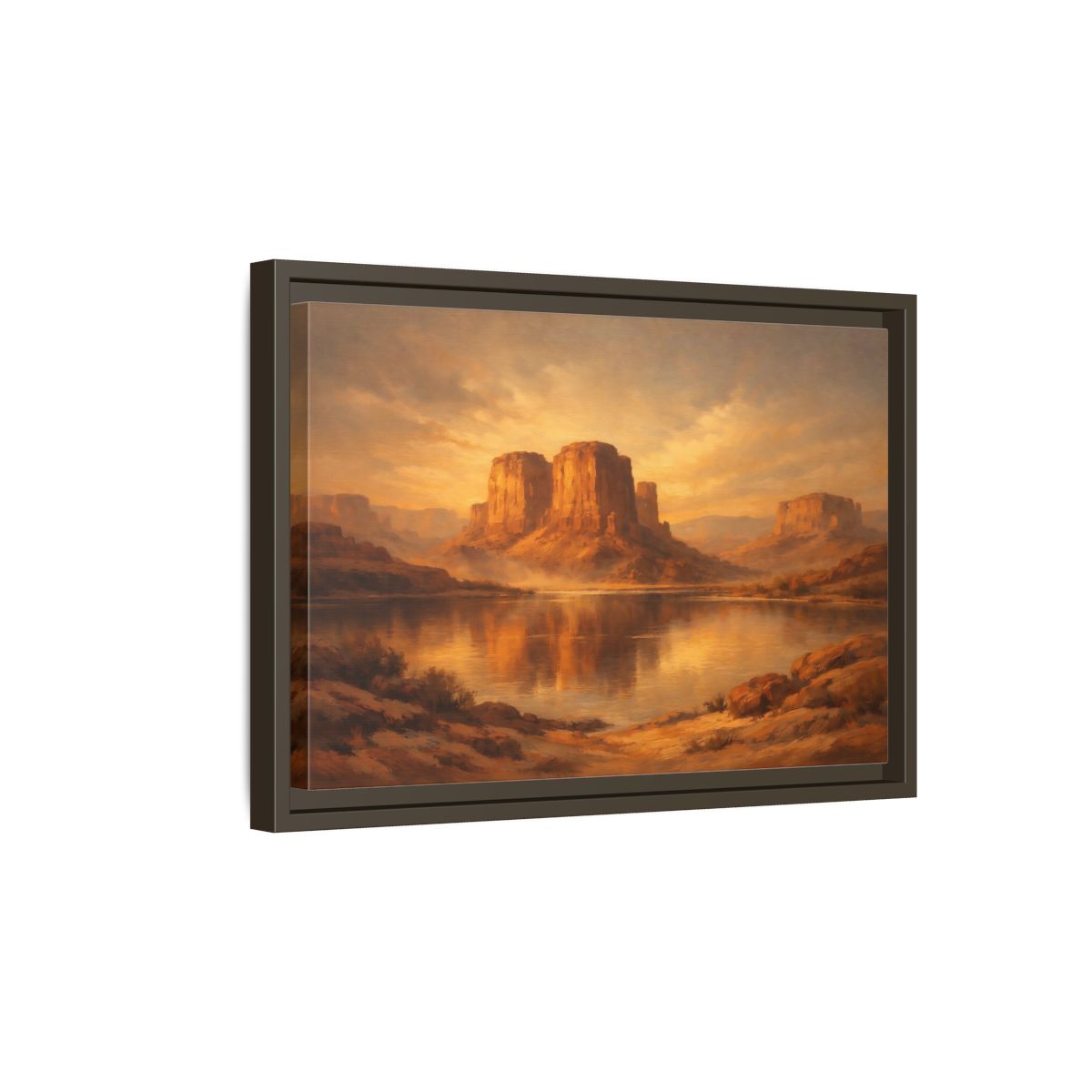 Side Mockup 5. Nature Desert Mountains Golden Desert shown as stretched canvas wall art