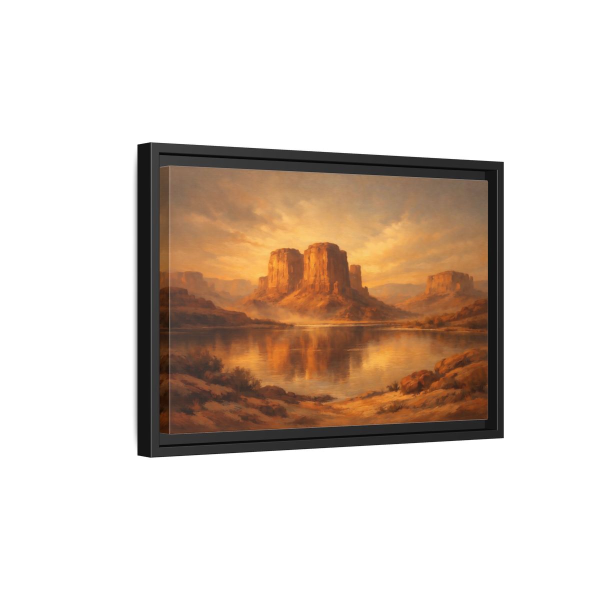 Side Mockup 6. Nature Desert Mountains Golden Desert shown as stretched canvas wall art