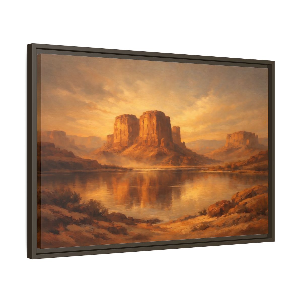 Side Mockup 11. Nature Desert Mountains Golden Desert shown as stretched canvas wall art