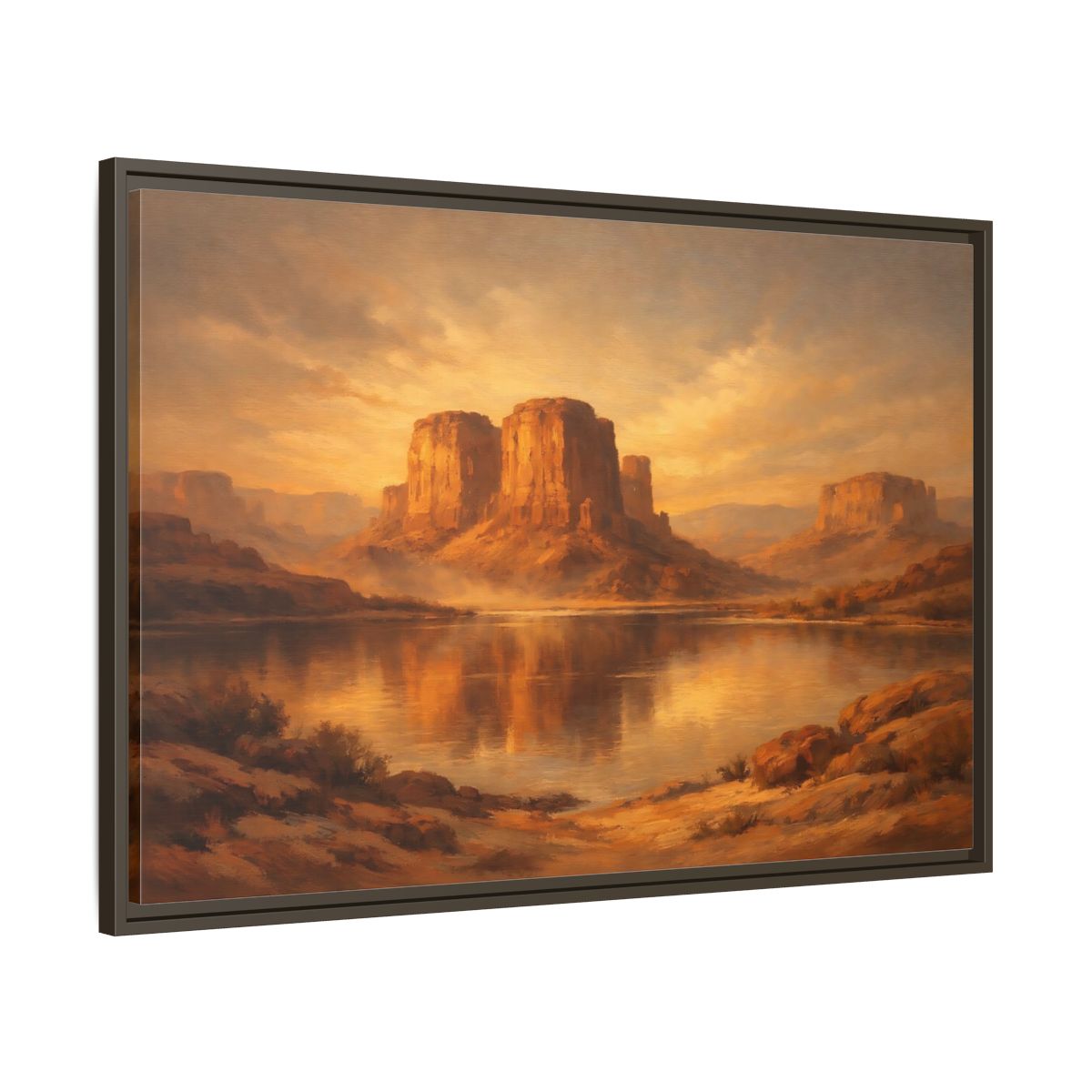 Side Mockup 9. Nature Desert Mountains Golden Desert shown as stretched canvas wall art