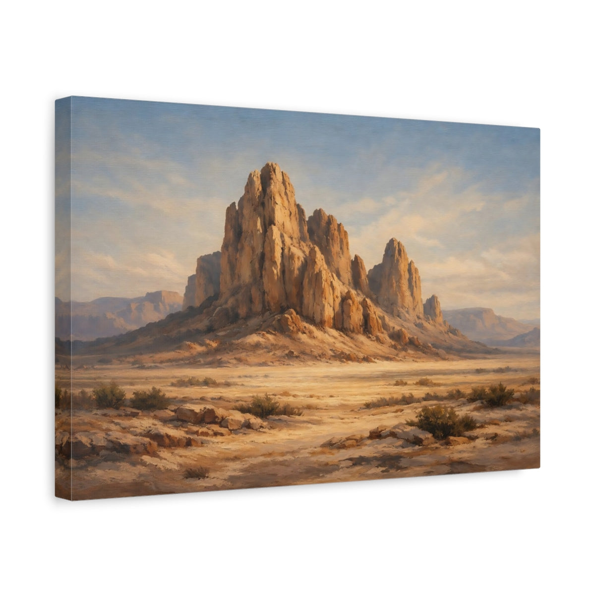 Side Mockup 4. Nature Desert Mountains Desert Landscape shown as stretched canvas wall art
