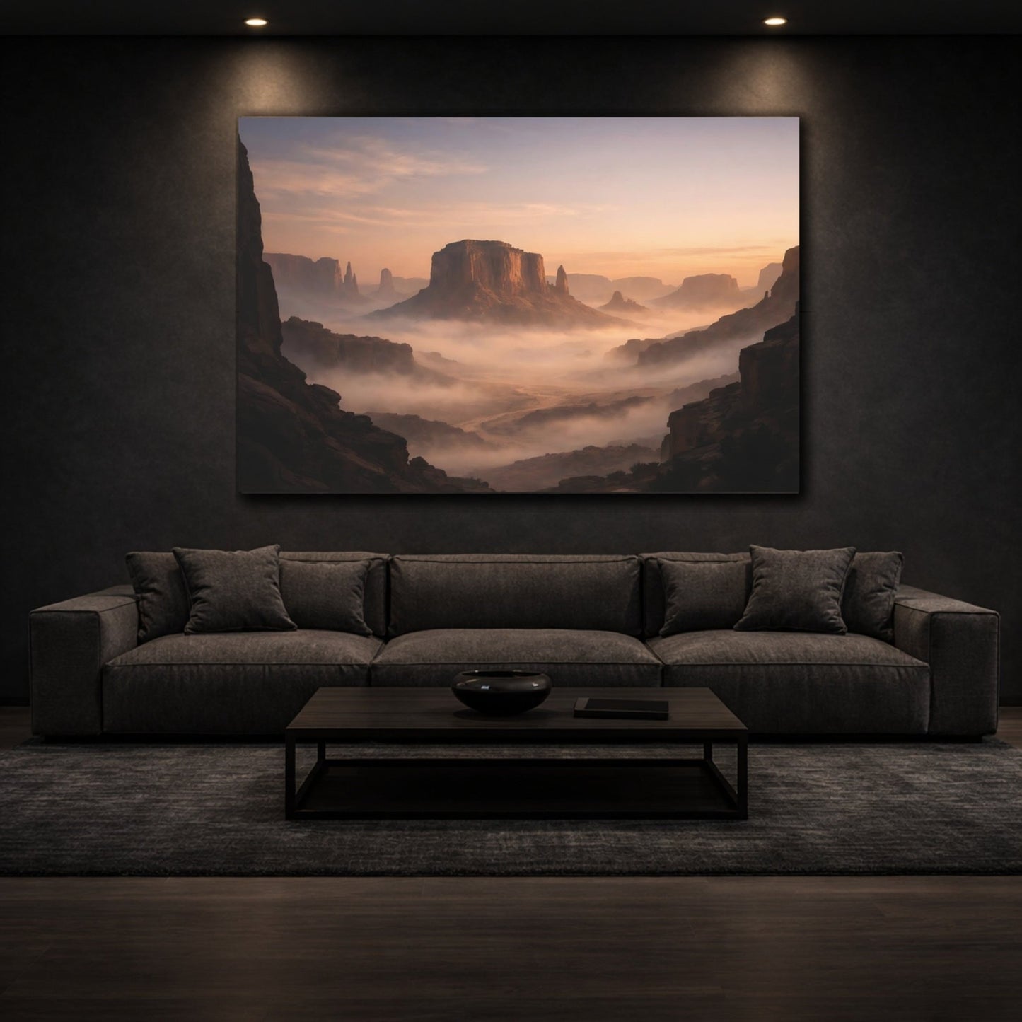 Nature Desert Mountains Misty - Canvas Wall Art Print - YesArtYes