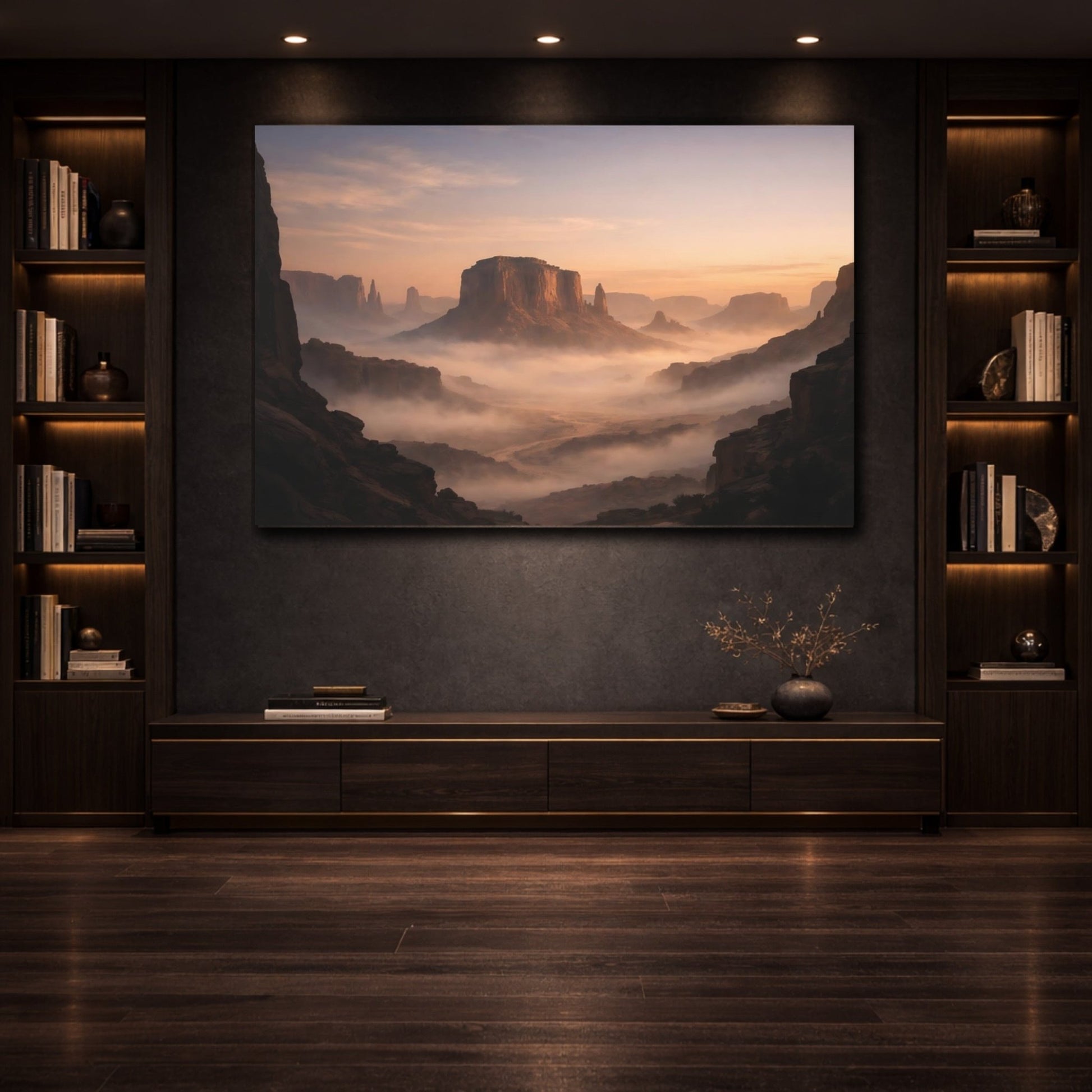 Nature Desert Mountains Misty - Canvas Wall Art Print - YesArtYes