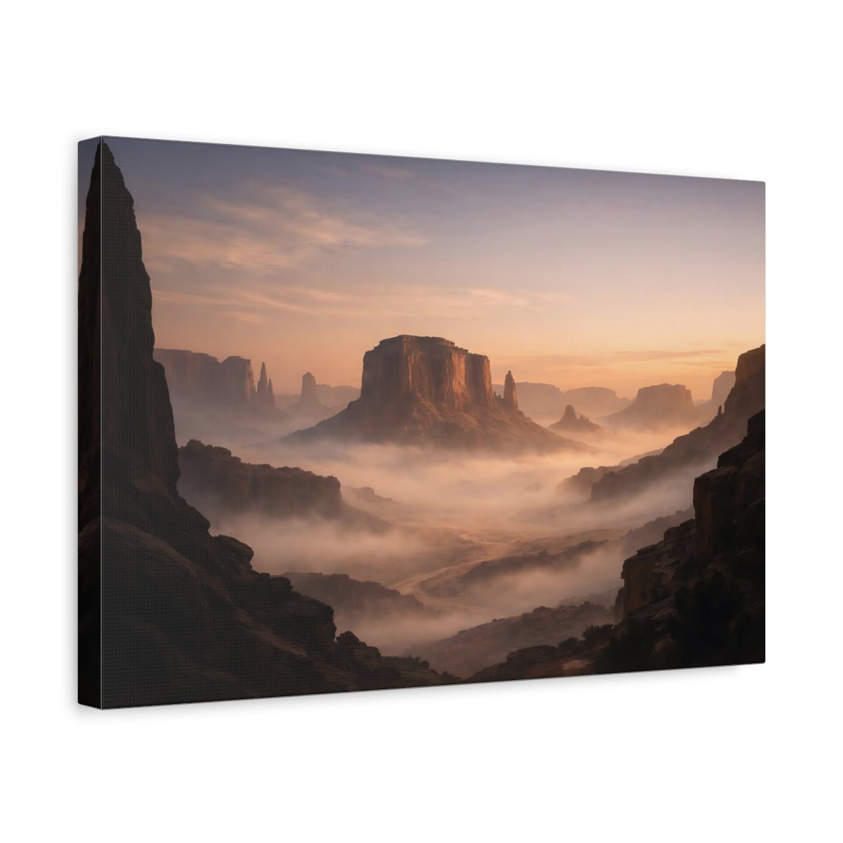 Nature Desert Mountains Misty - Canvas Wall Art Print - YesArtYes