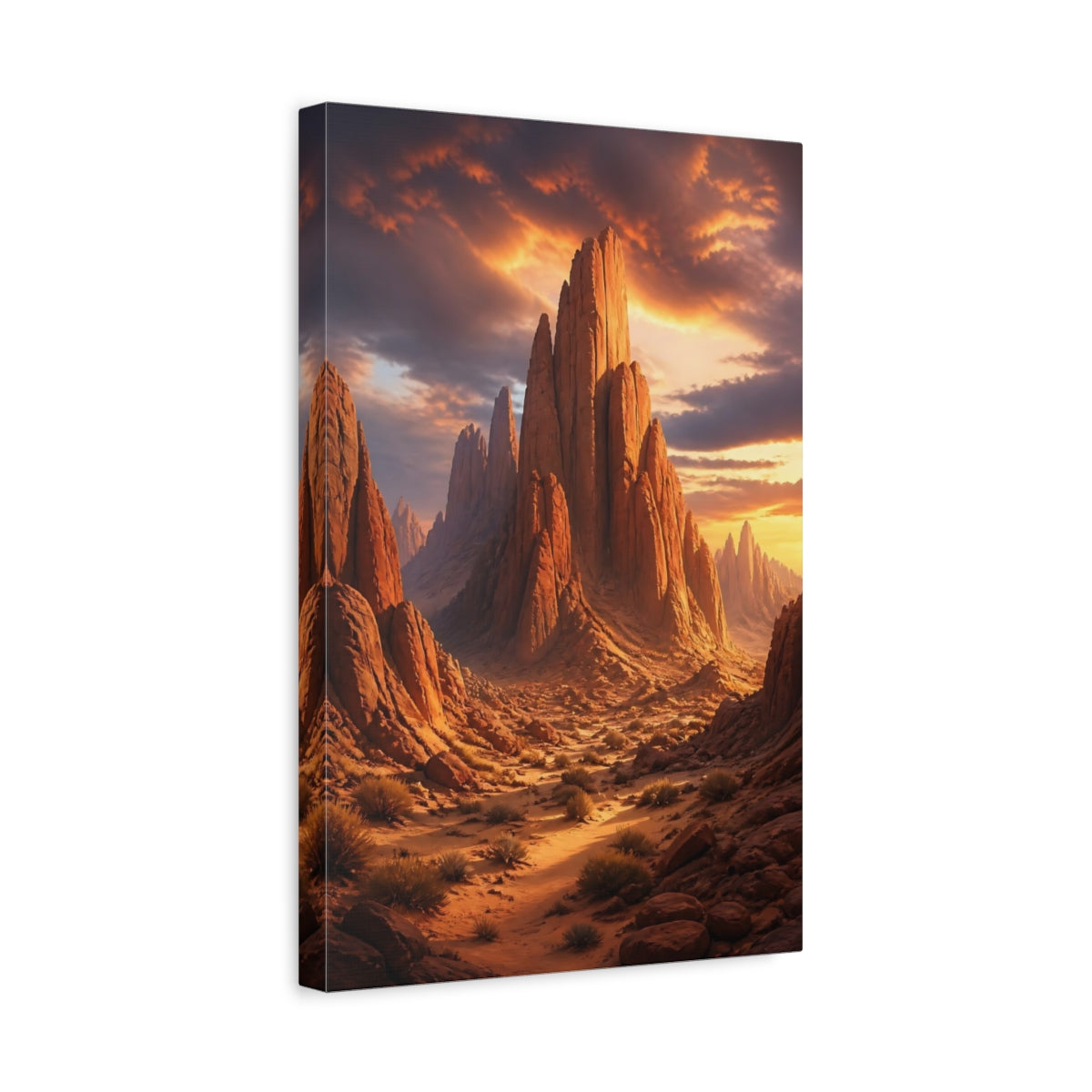 Side Mockup 4. Nature Desert Mountains Orange Desert shown as stretched canvas wall art
