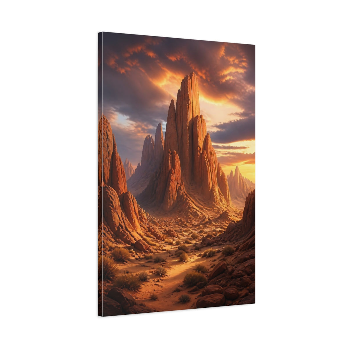 Main Mockup. Nature Desert Mountains Orange Desert shown as stretched canvas wall art