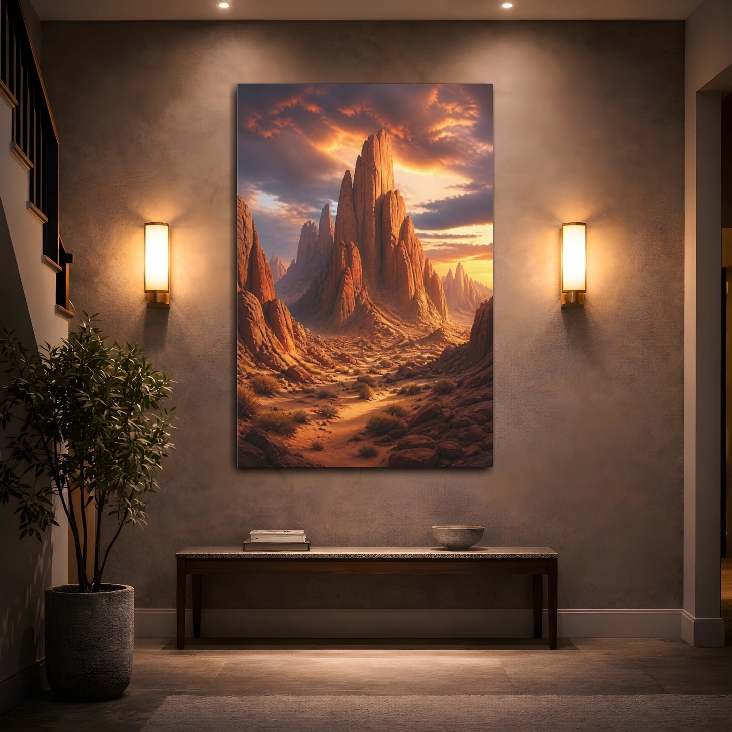 Mockup 2. Nature Desert Mountains Orange Desert shown as stretched canvas wall art