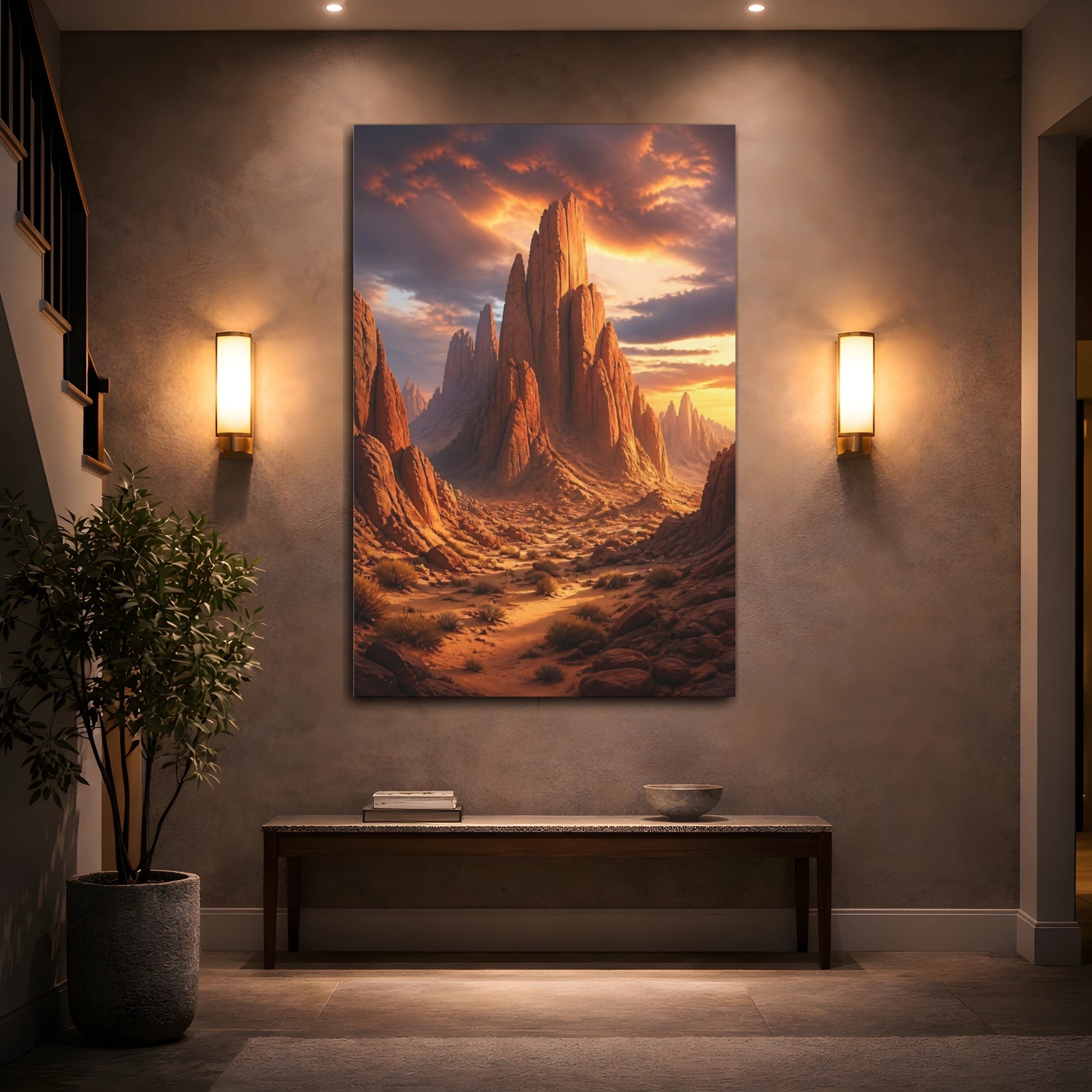 Mockup 2. Nature Desert Mountains Orange Desert shown as stretched canvas wall art