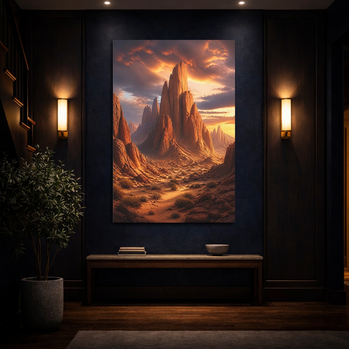Mockup 4. Nature Desert Mountains Orange Desert shown as stretched canvas wall art