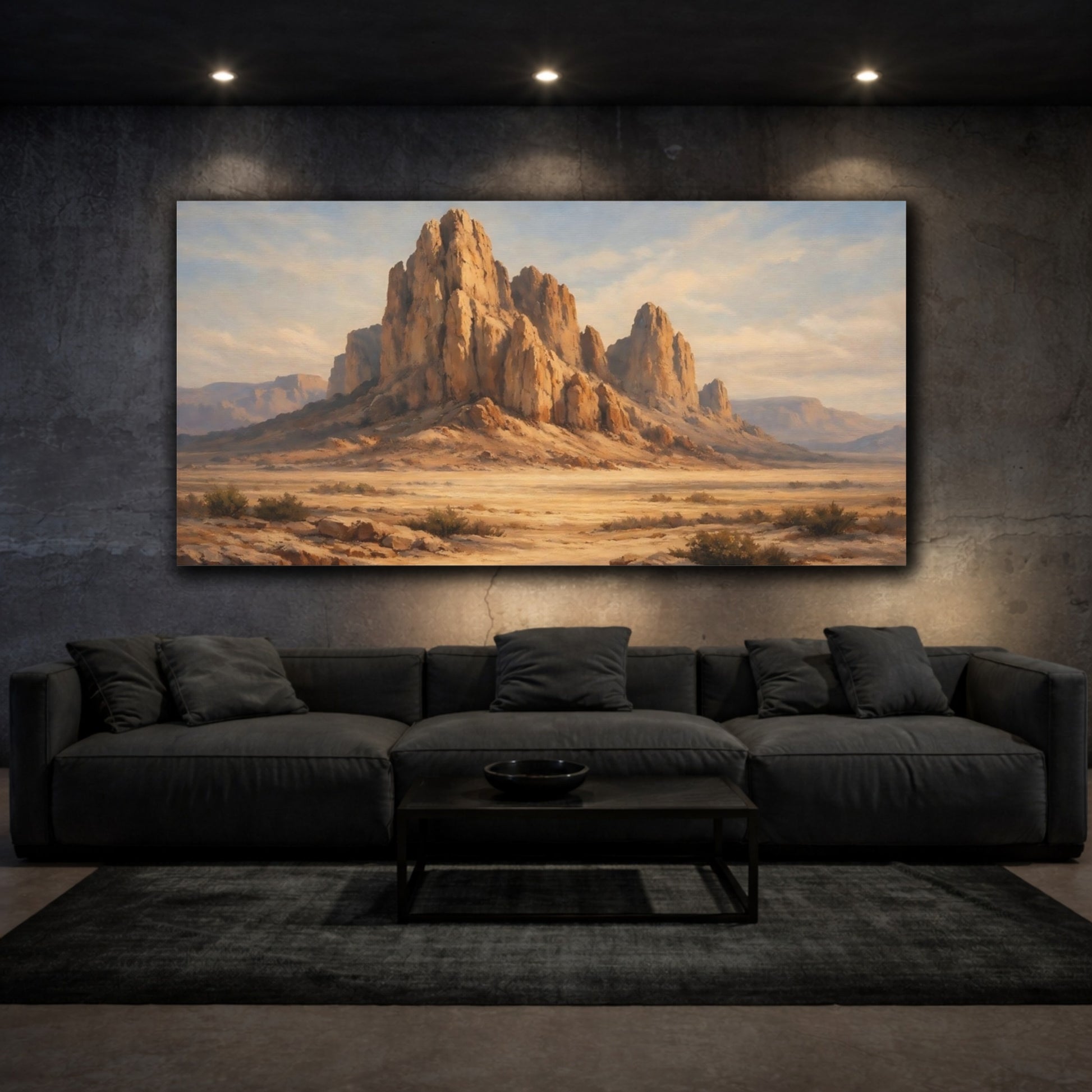 Mockup 2. Nature Desert Mountains Sandstone Mountains shown as stretched canvas wall art