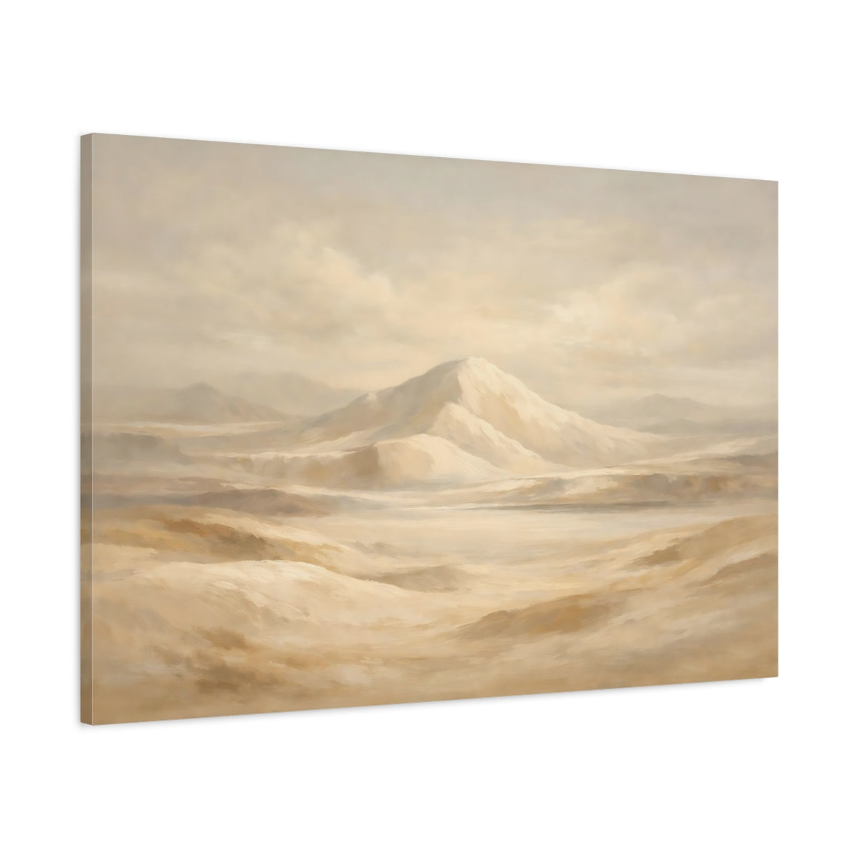 Side Mockup 1. Nature Desert Mountains Warm Neutral Landscape shown as stretched canvas wall art