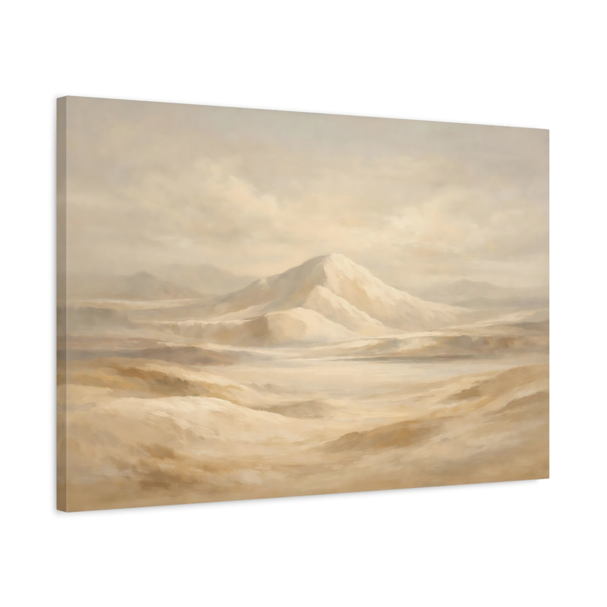 Side Mockup 2. Nature Desert Mountains Warm Neutral Landscape shown as stretched canvas wall art