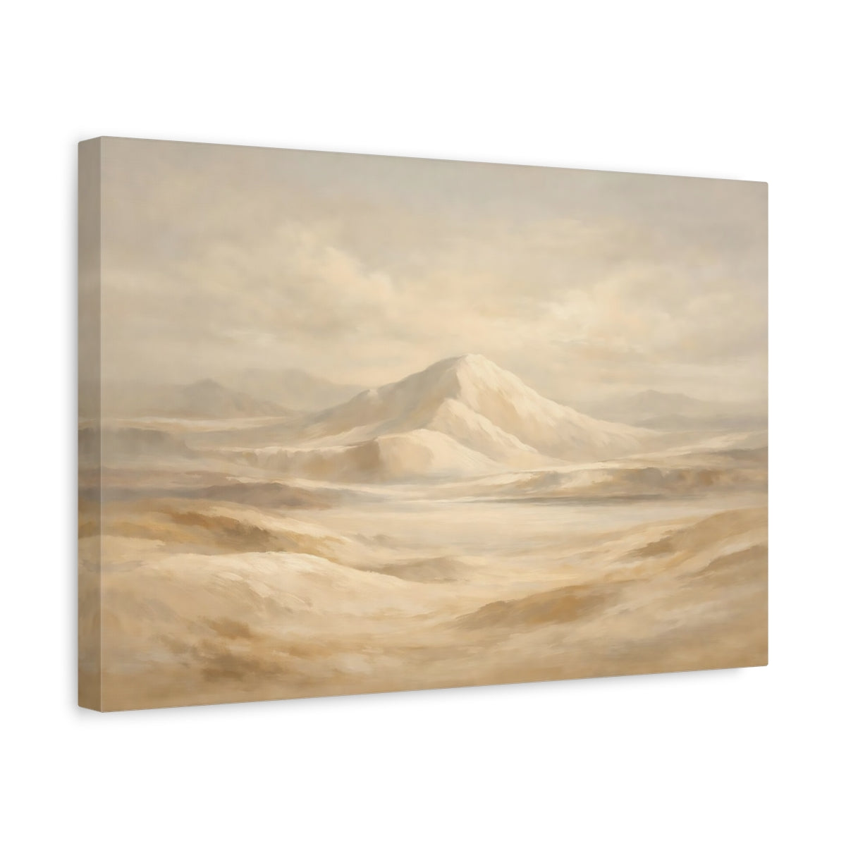 Side Mockup 4. Nature Desert Mountains Warm Neutral Landscape shown as stretched canvas wall art