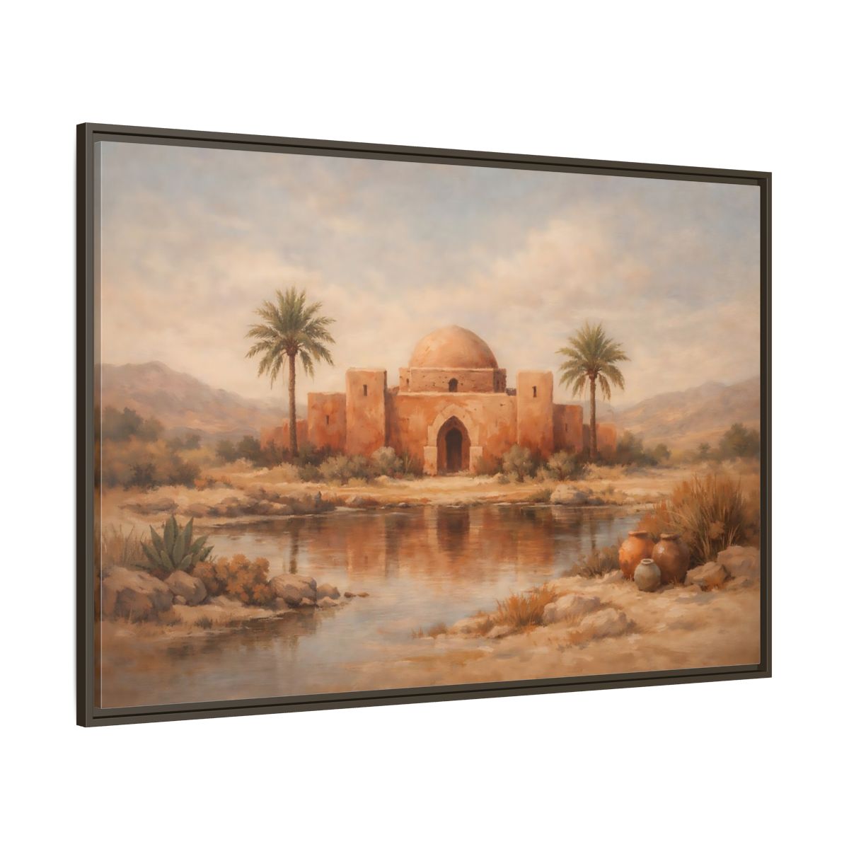 Main Mockup. Nature Desert Oasis Desert Oasis Landscape shown as stretched canvas wall art