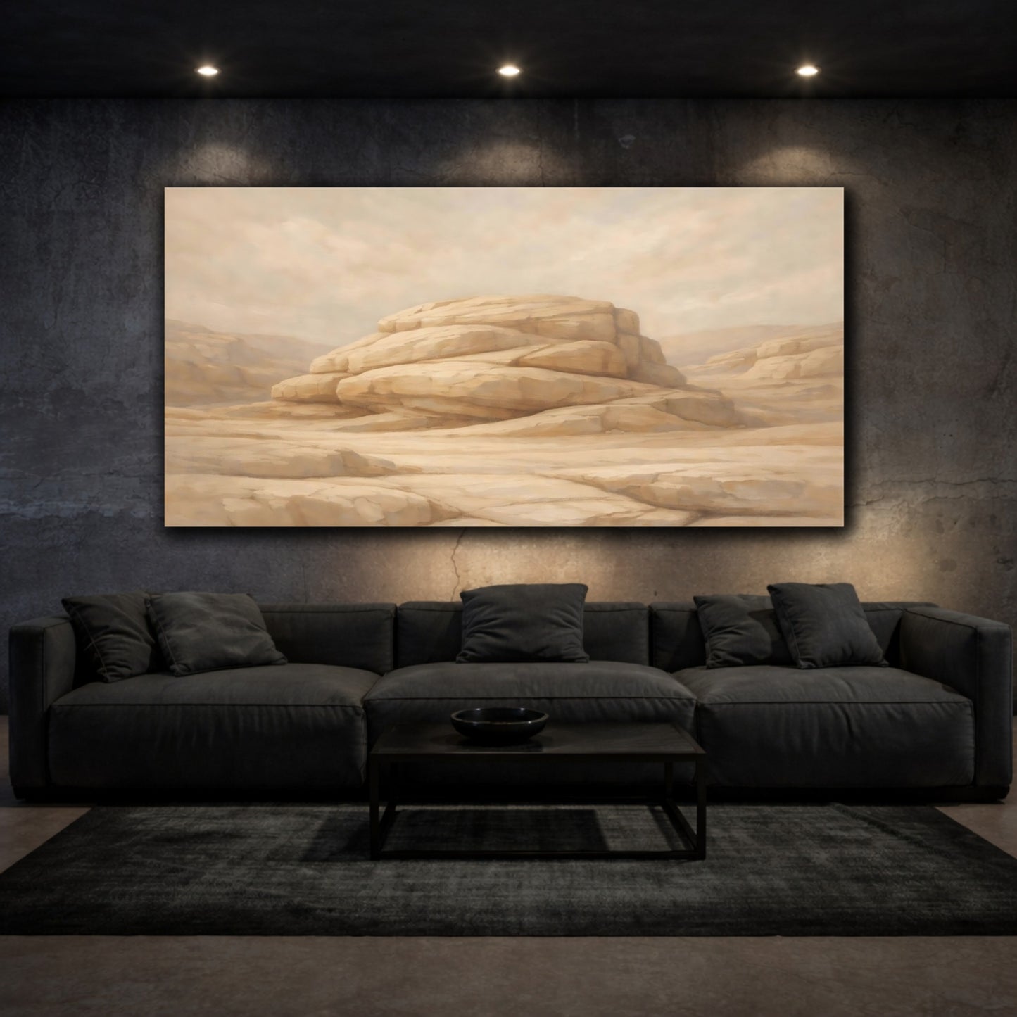 Mockup 2. Nature Desert Rocks Desert Landscape shown as stretched canvas wall art
