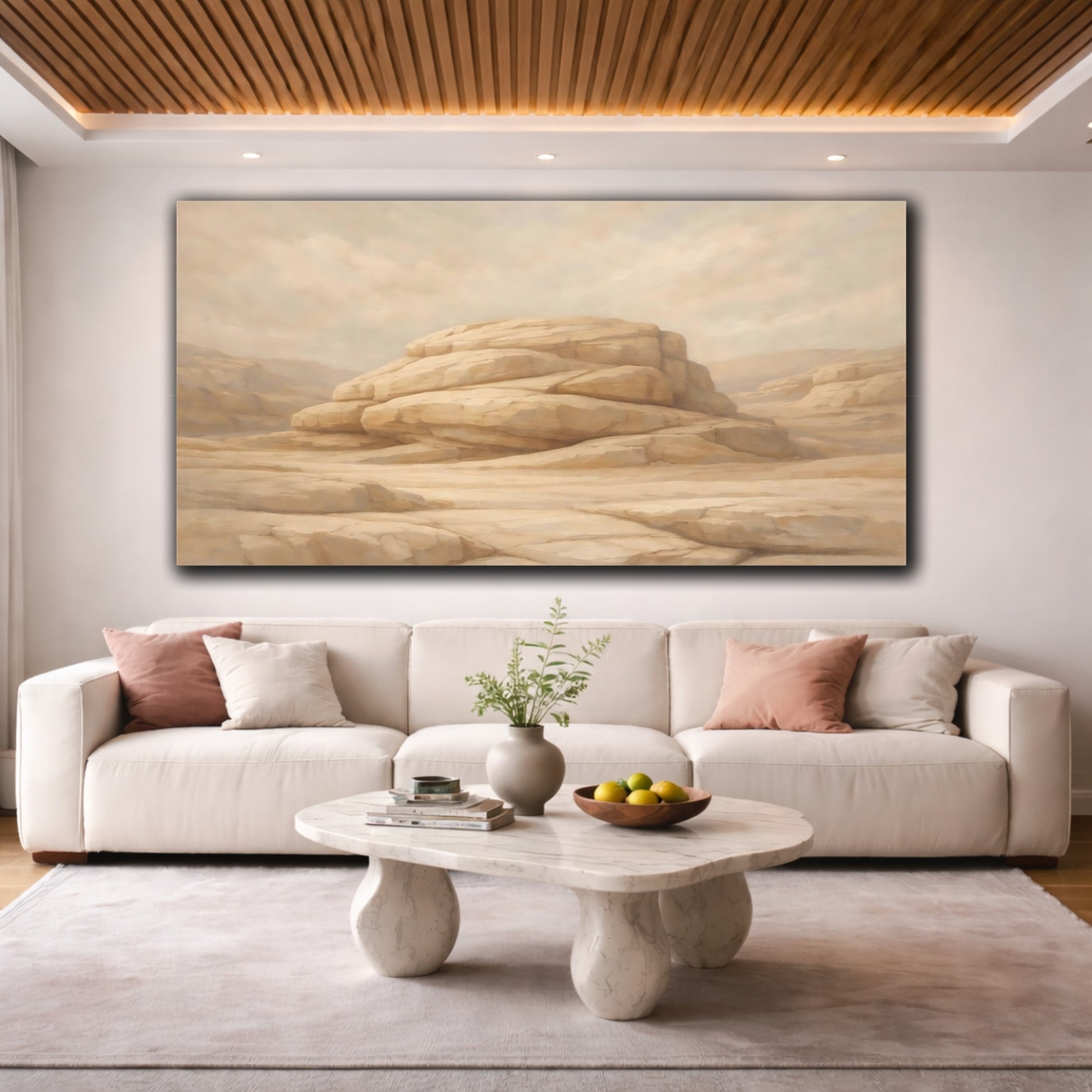Mockup 3. Nature Desert Rocks Desert Landscape shown as stretched canvas wall art