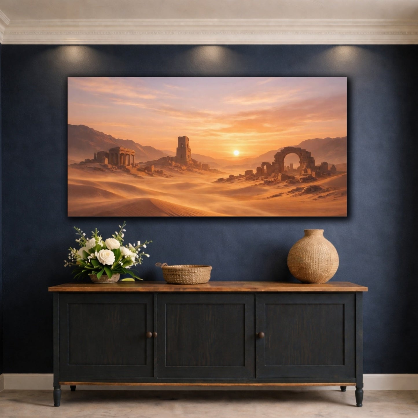 Nature Desert Ruins Orange And Sand - Canvas Wall Art Print - YesArtYes