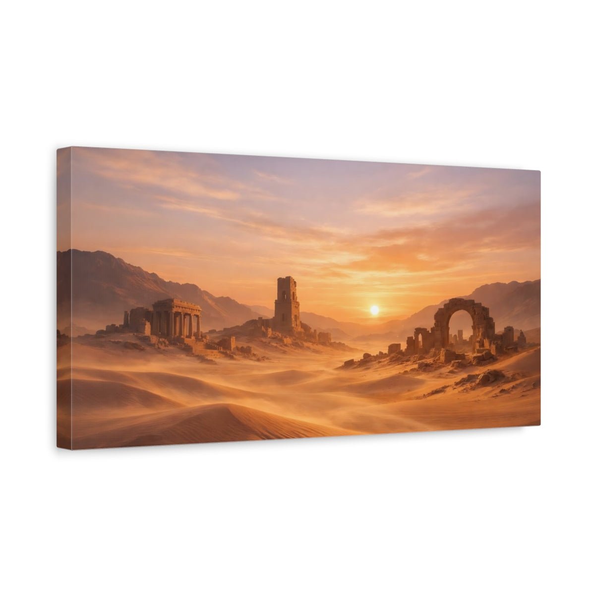 Nature Desert Ruins Orange And Sand - Canvas Wall Art Print - YesArtYes